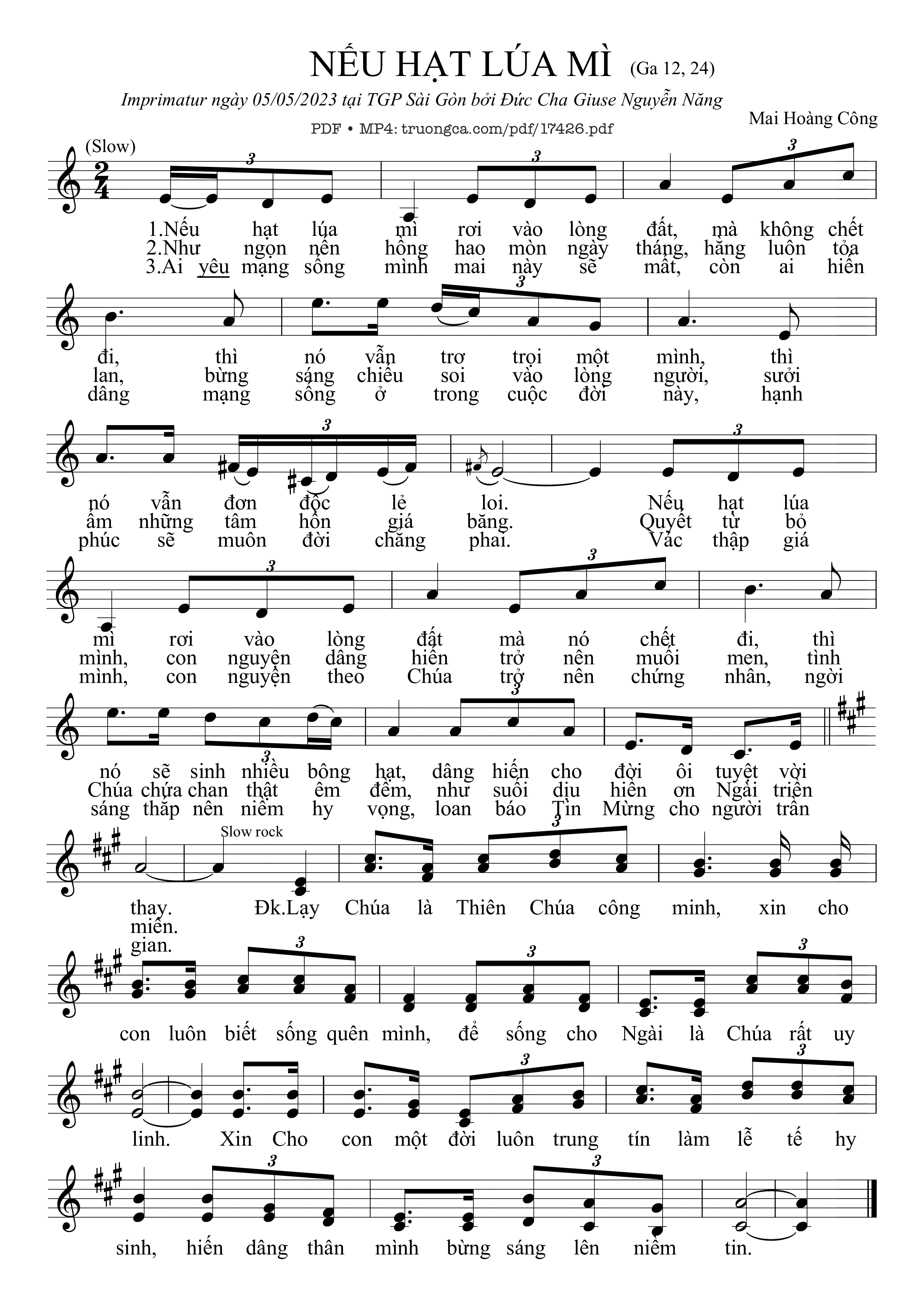 Sheet PDF of Nếu Hạt Lúa Mì (ga 12, 24)