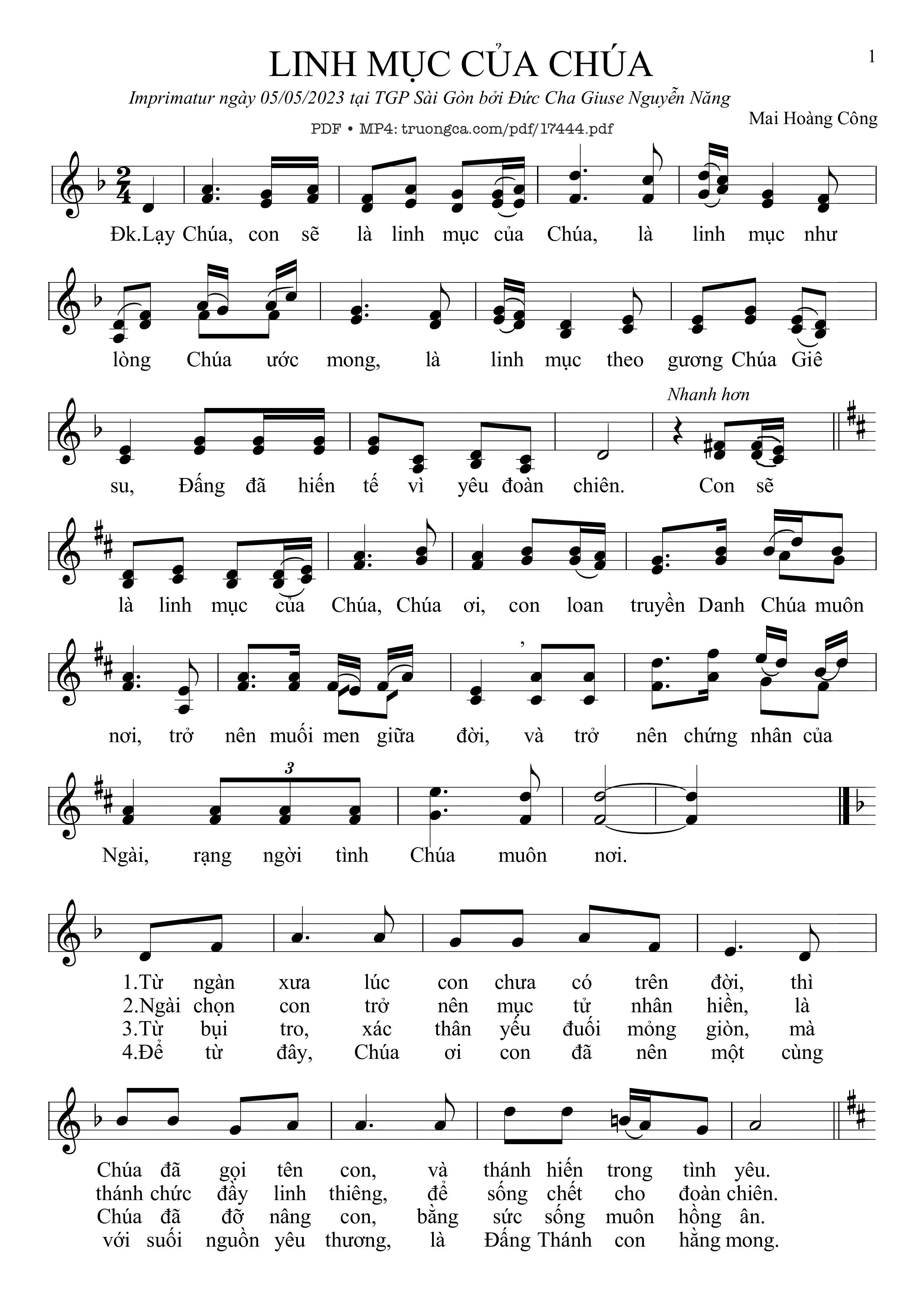 Sheet PDF of Linh Mục Của Chúa