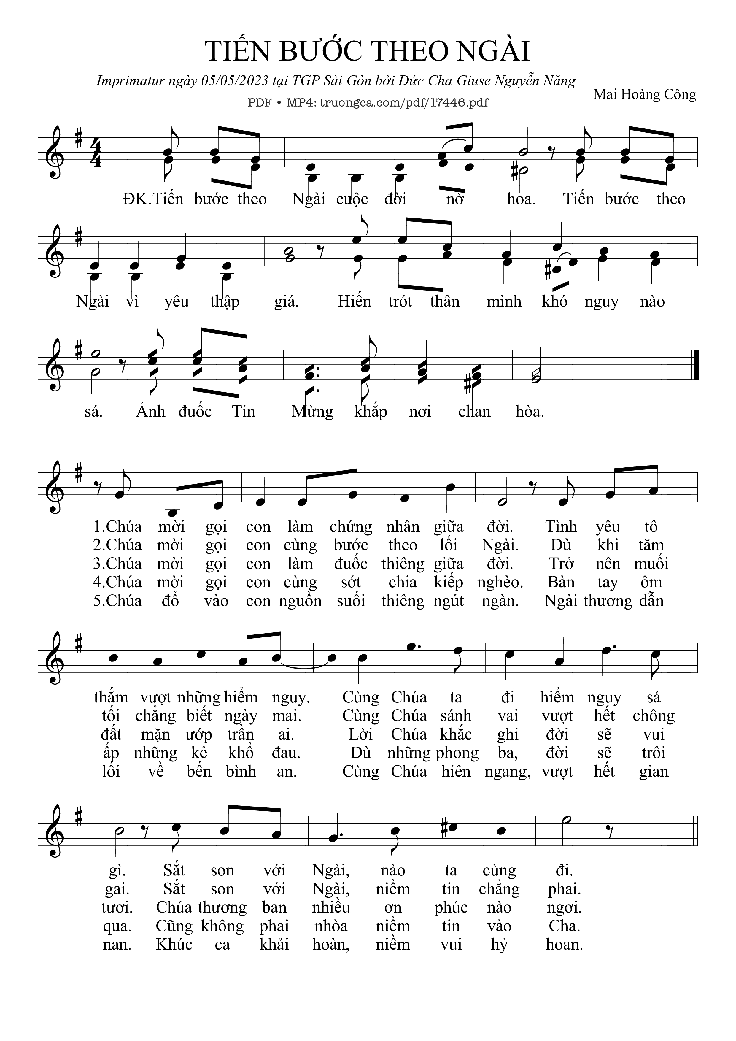 Sheet PDF of Tiến Bước Theo Ngài