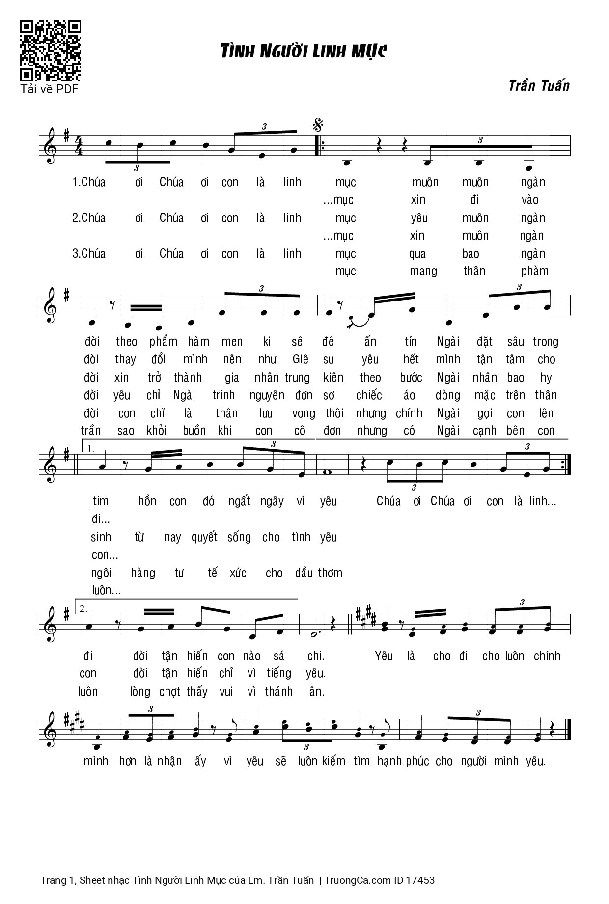 Sheet PDF of Tình Người Linh Mục