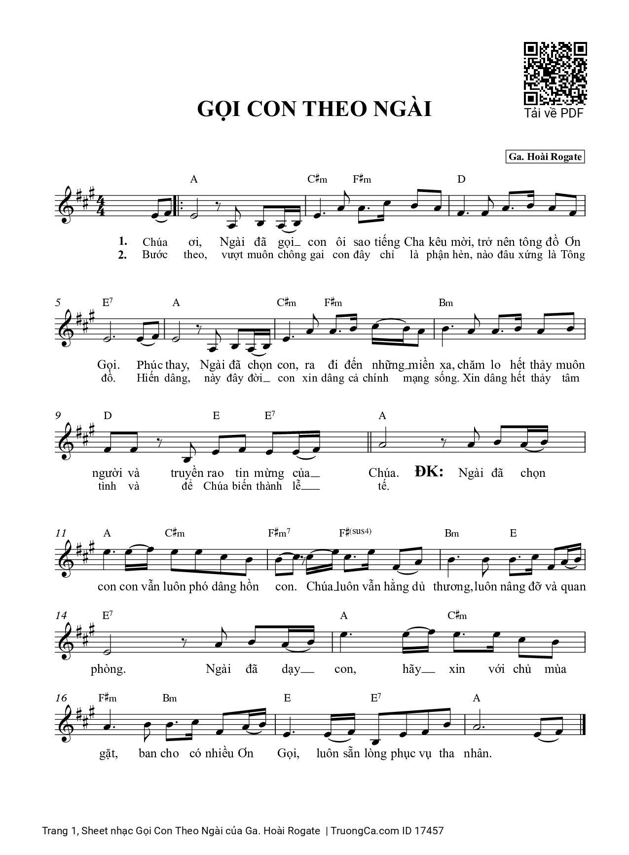 Sheet PDF of Gọi Con Theo Ngài