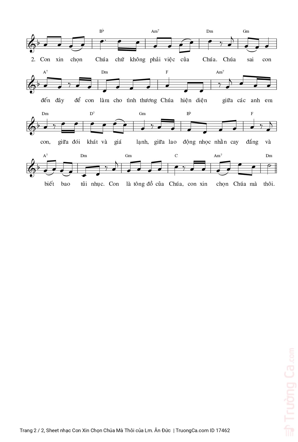 Page 2 of Sheet music PDF Con Xin Chọn Chúa Mà Thôi - Lm. Ân Đức