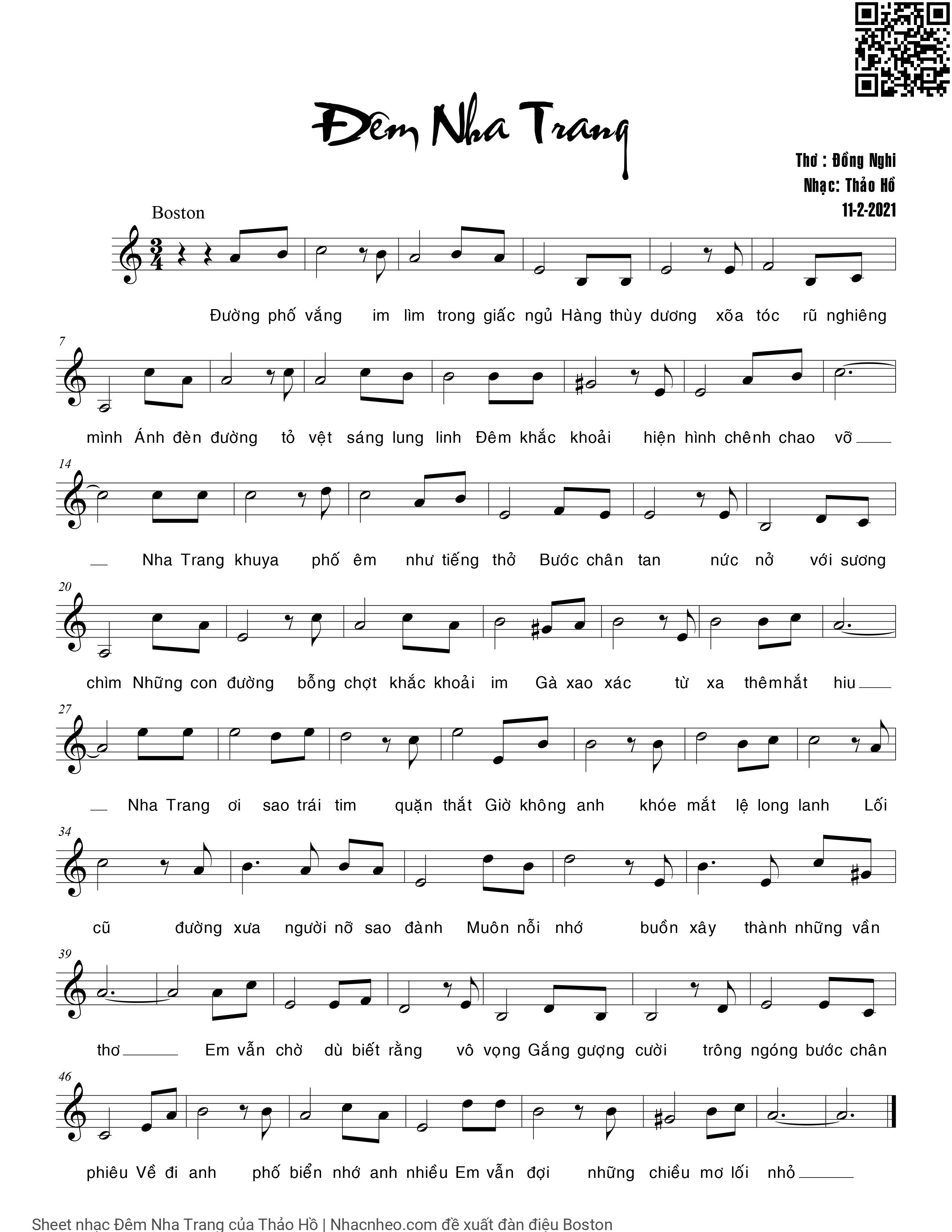 Page 1 of Sheet music PDF Đêm Nha Trang - Thảo Hồ