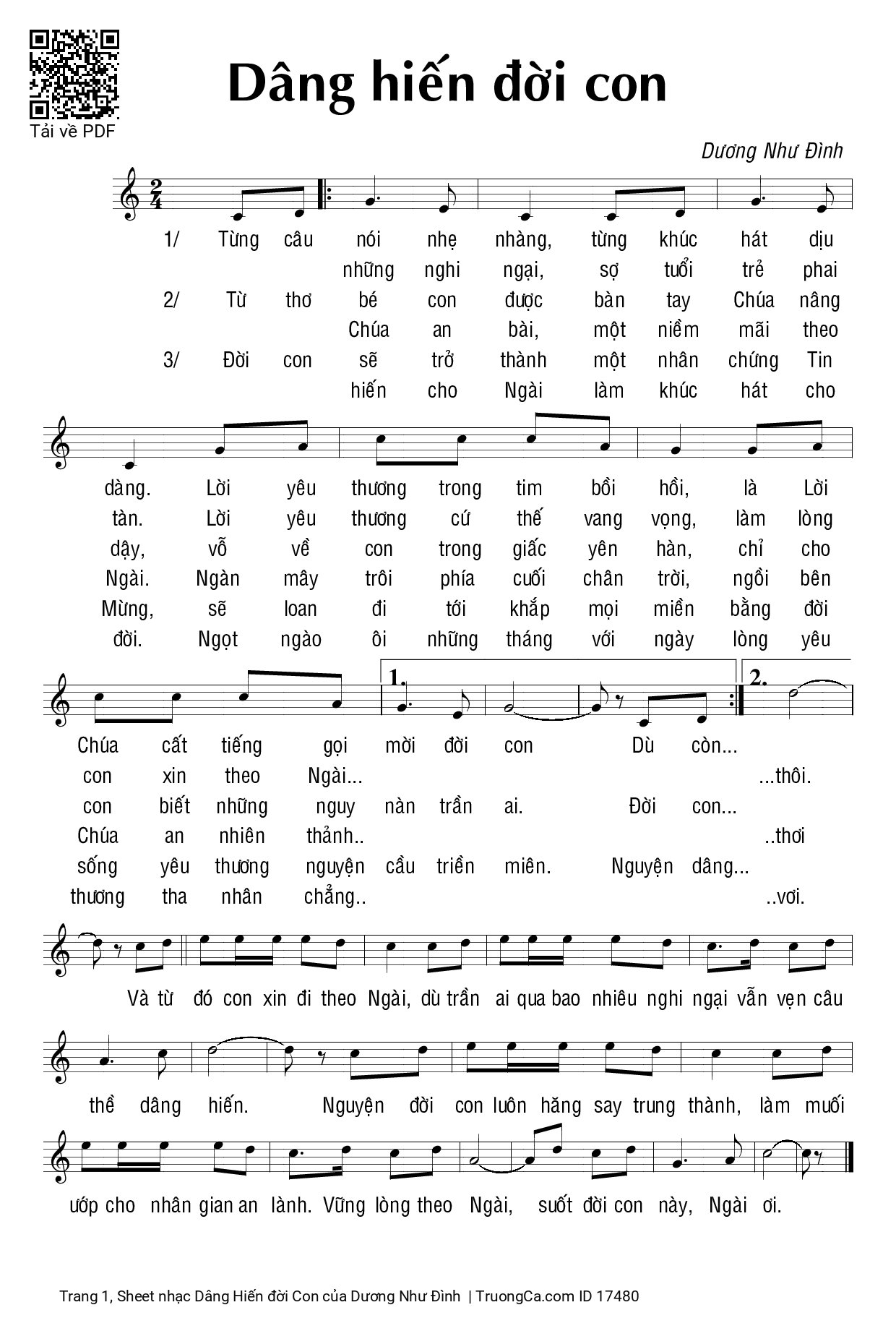 Sheet PDF of Dâng Hiến đời Con