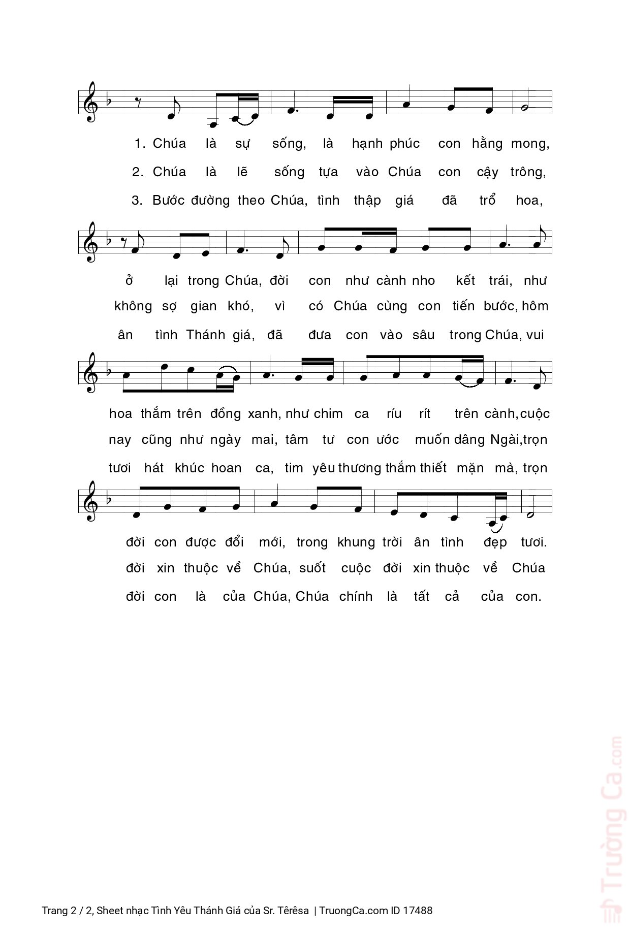 Page 2 of Sheet music PDF Tình Yêu Thánh Giá - Sr. Têrêsa