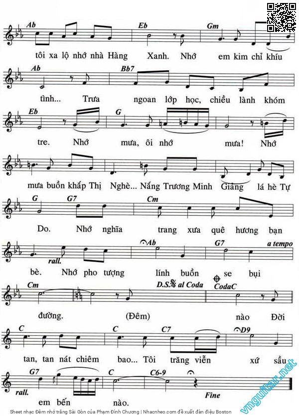 Page 2 of Sheet music PDF Đêm nhớ trăng Sài Gòn - Phạm Đình Chương