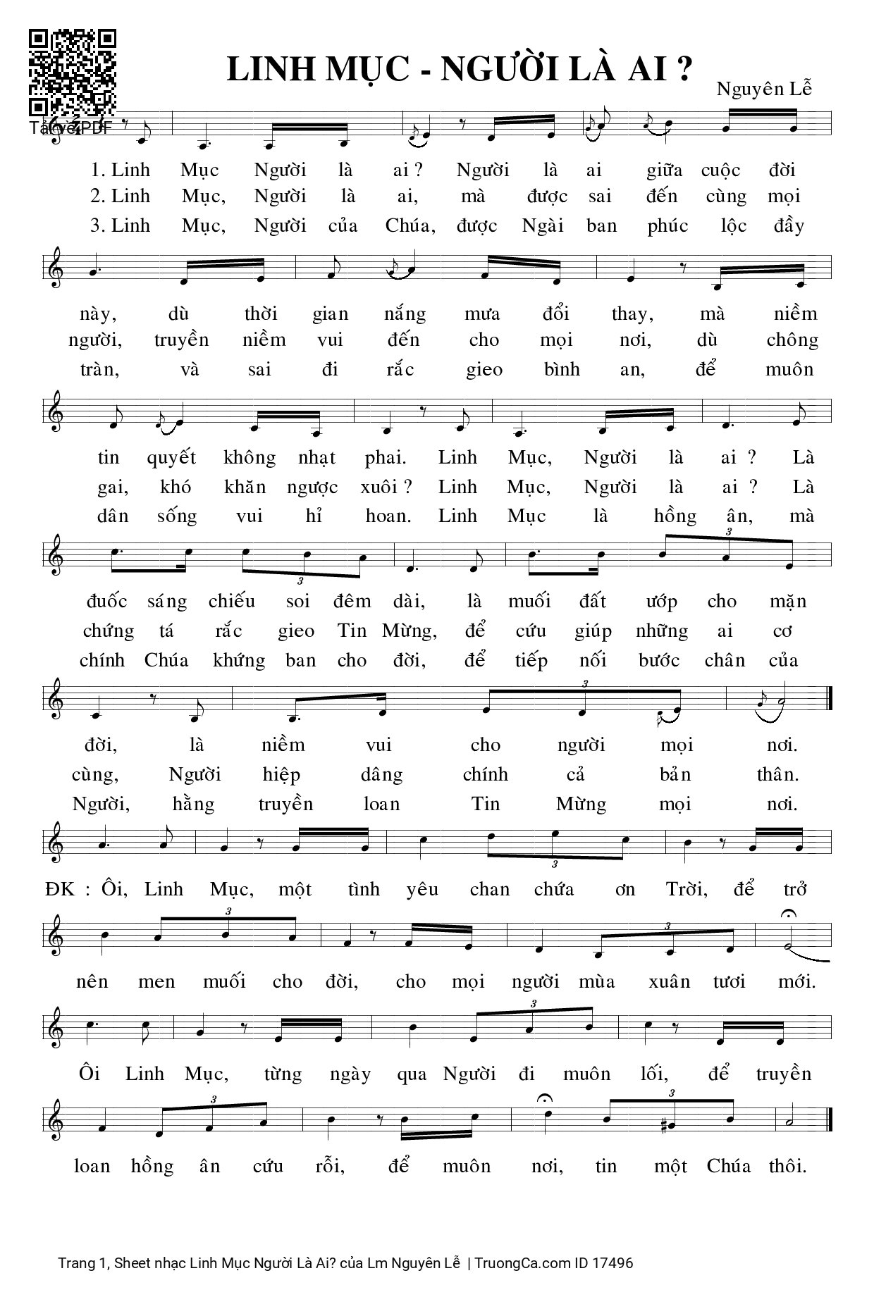 Sheet PDF of Linh Mục Người Là Ai?