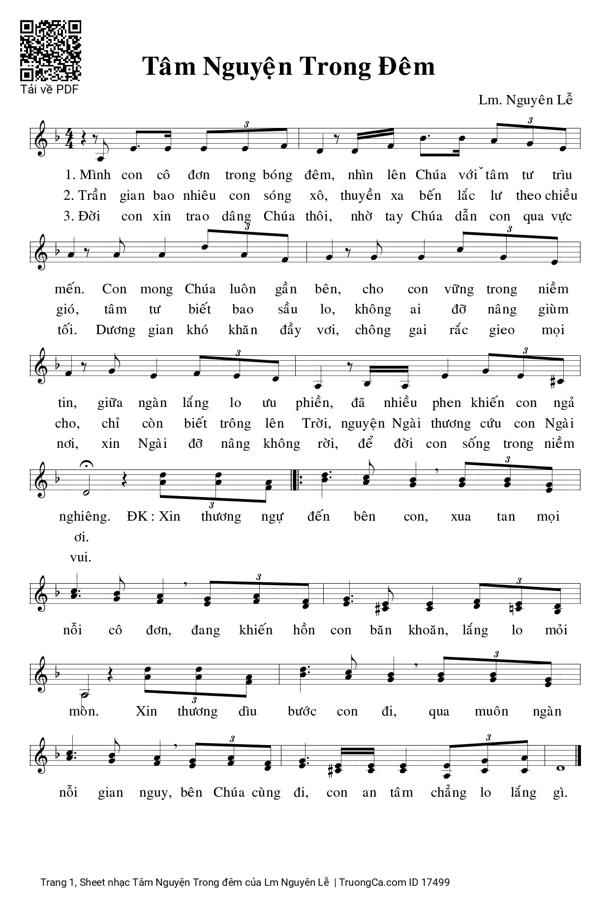 Sheet PDF of Tâm Nguyện Trong đêm