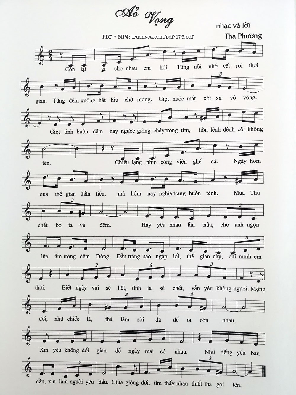 Page 1 of Sheet music PDF Ảo vọng - Tha Phương