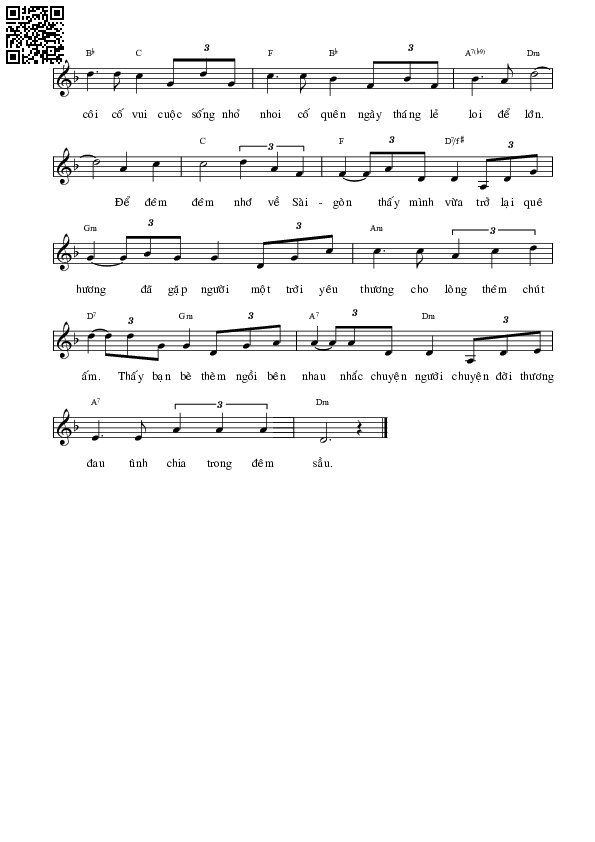 Page 2 of Sheet music PDF Đêm nhớ về Sài Gòn - Trầm Tử Thiêng