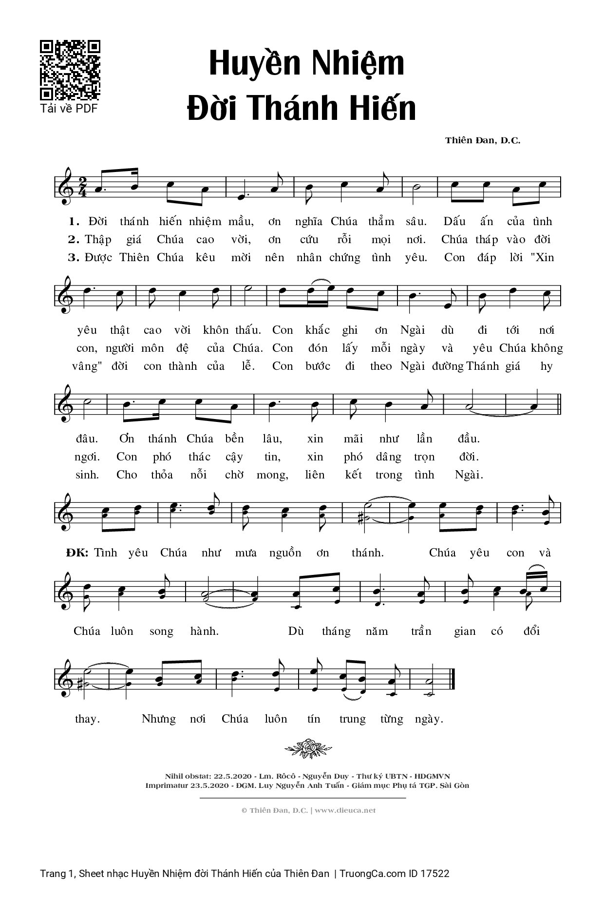 Sheet PDF of Huyền Nhiệm đời Thánh Hiến