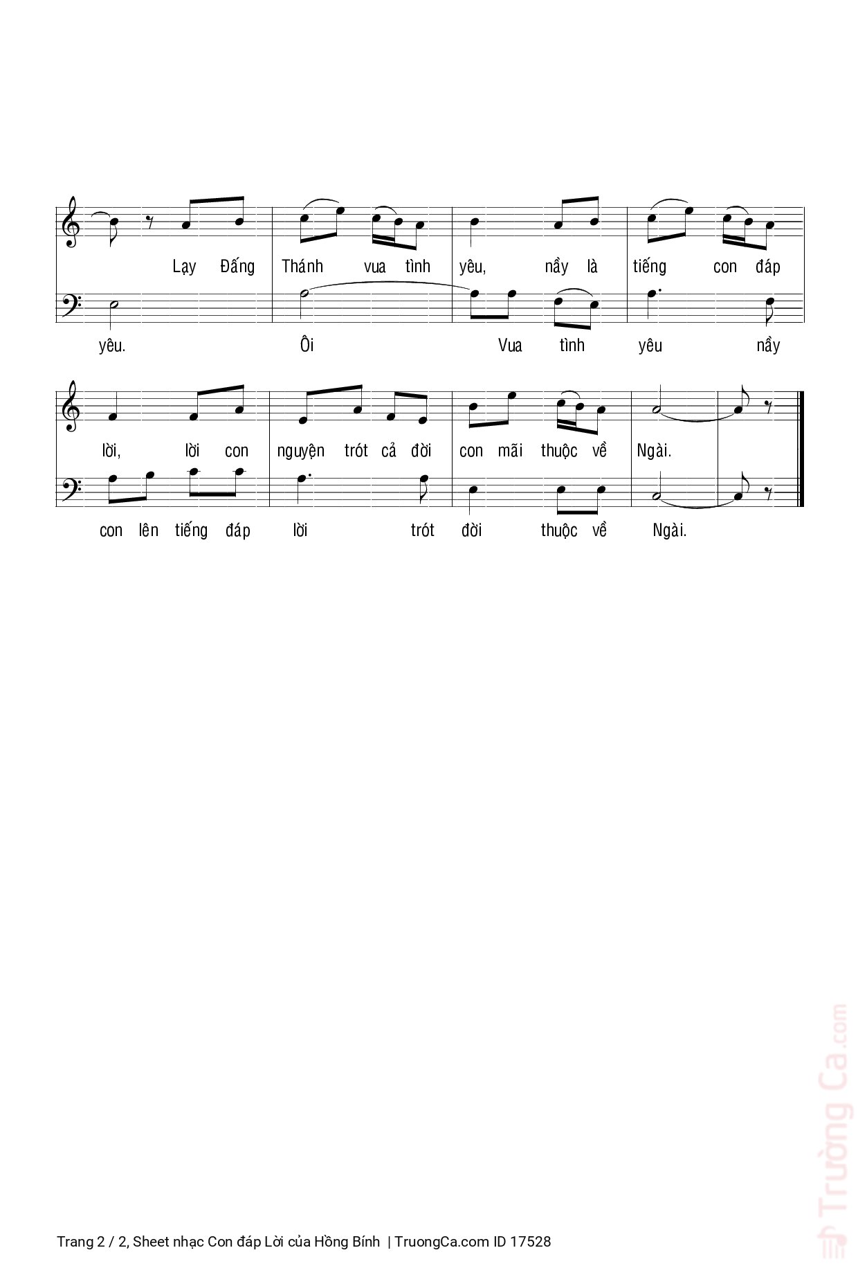 Page 2 of Sheet music PDF Con đáp Lời - Hồng Bính