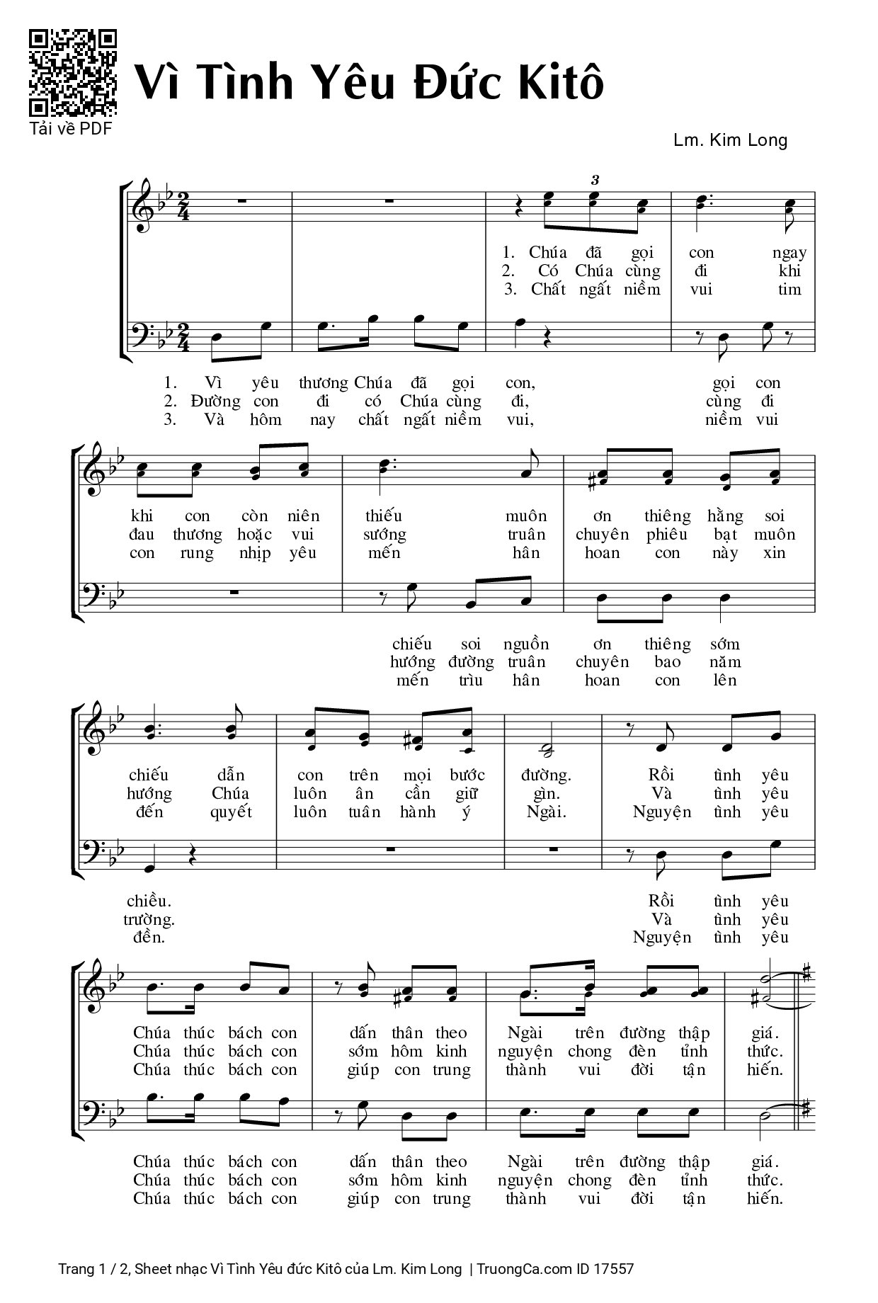 Sheet PDF of Vì Tình Yêu đức Kitô