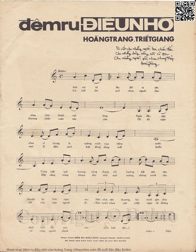 Page 2 of Sheet music PDF Đêm ru điệu nhớ - Hoàng Trang