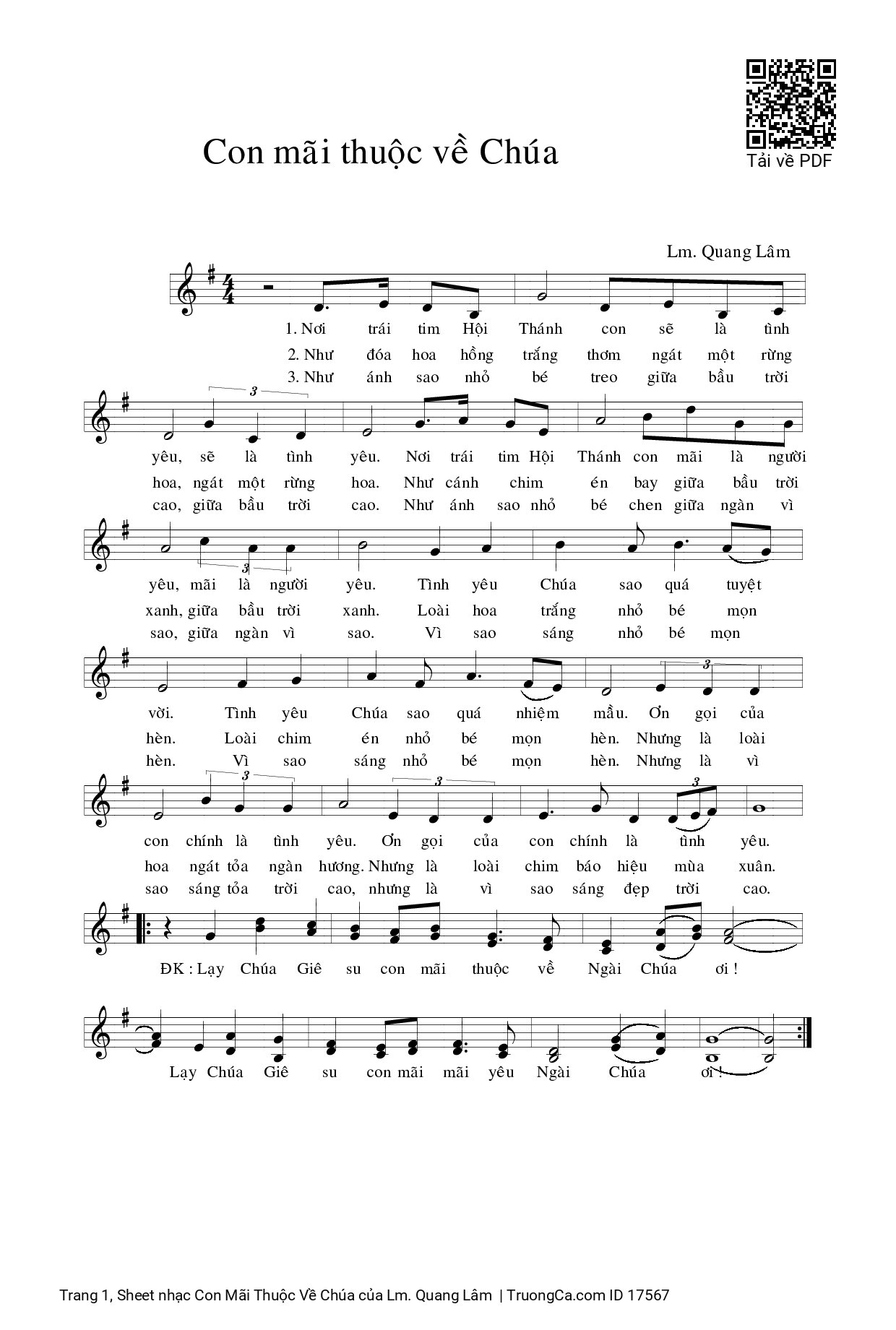 Page 1 of Sheet music PDF Con Mãi Thuộc Về Chúa - Lm. Quang Lâm