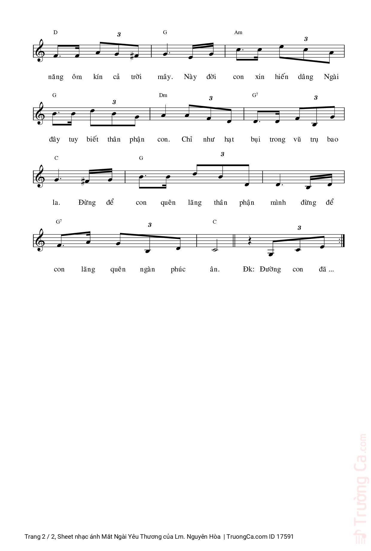 Page 2 of Sheet music PDF ánh Mắt Ngài Yêu Thương - Lm. Nguyên Hòa