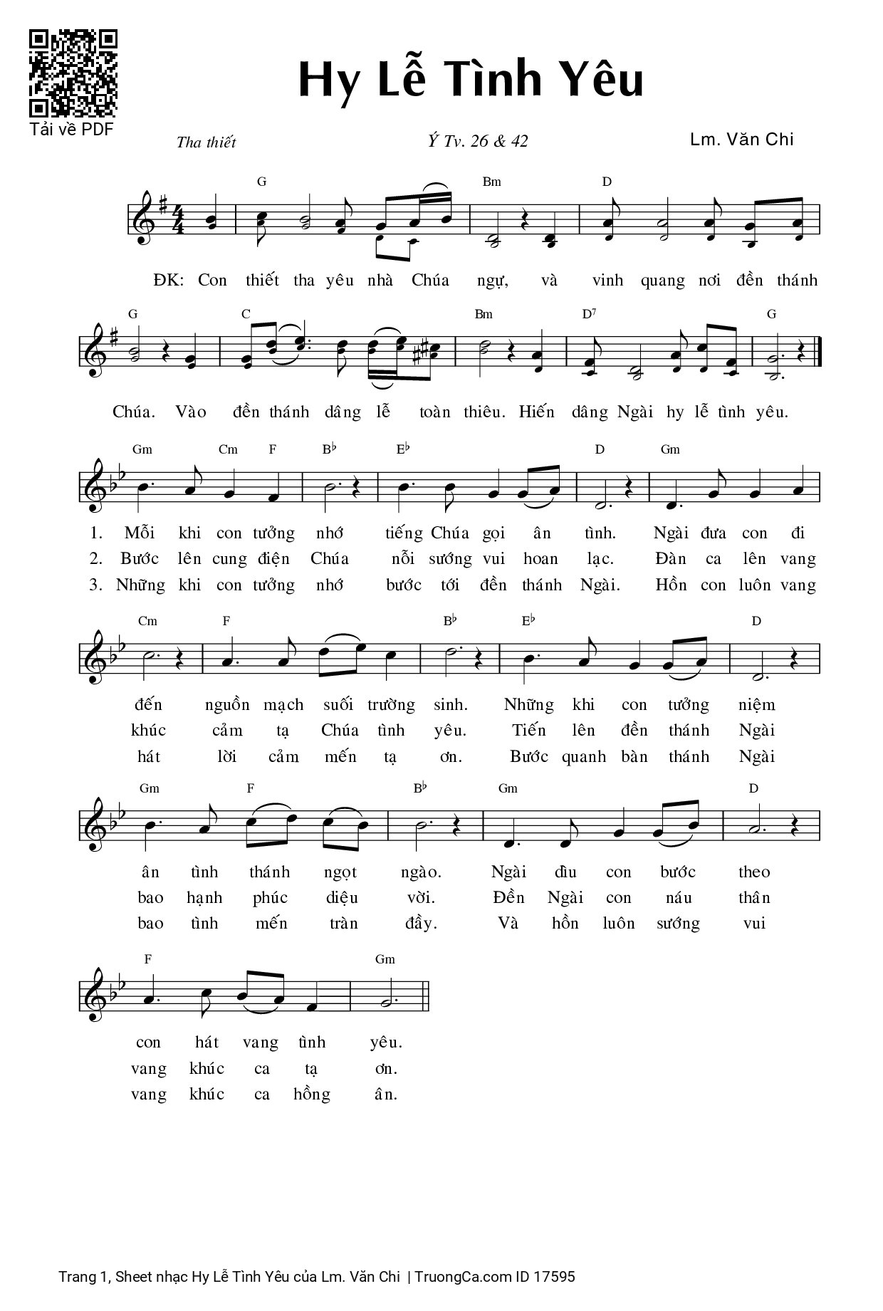 Page 1 of Sheet music PDF Hy Lễ Tình Yêu - Lm. Văn Chi