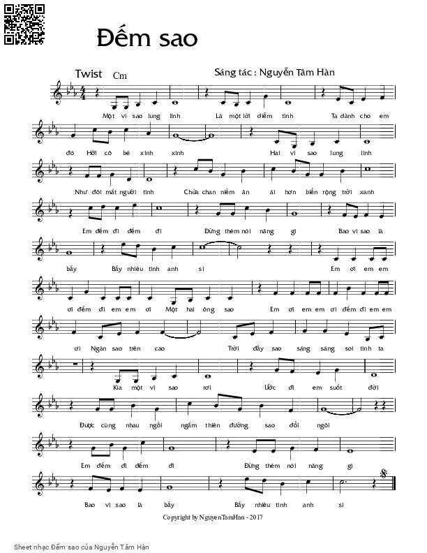 Sheet PDF of Đếm sao - Nguyễn Tâm Hàn