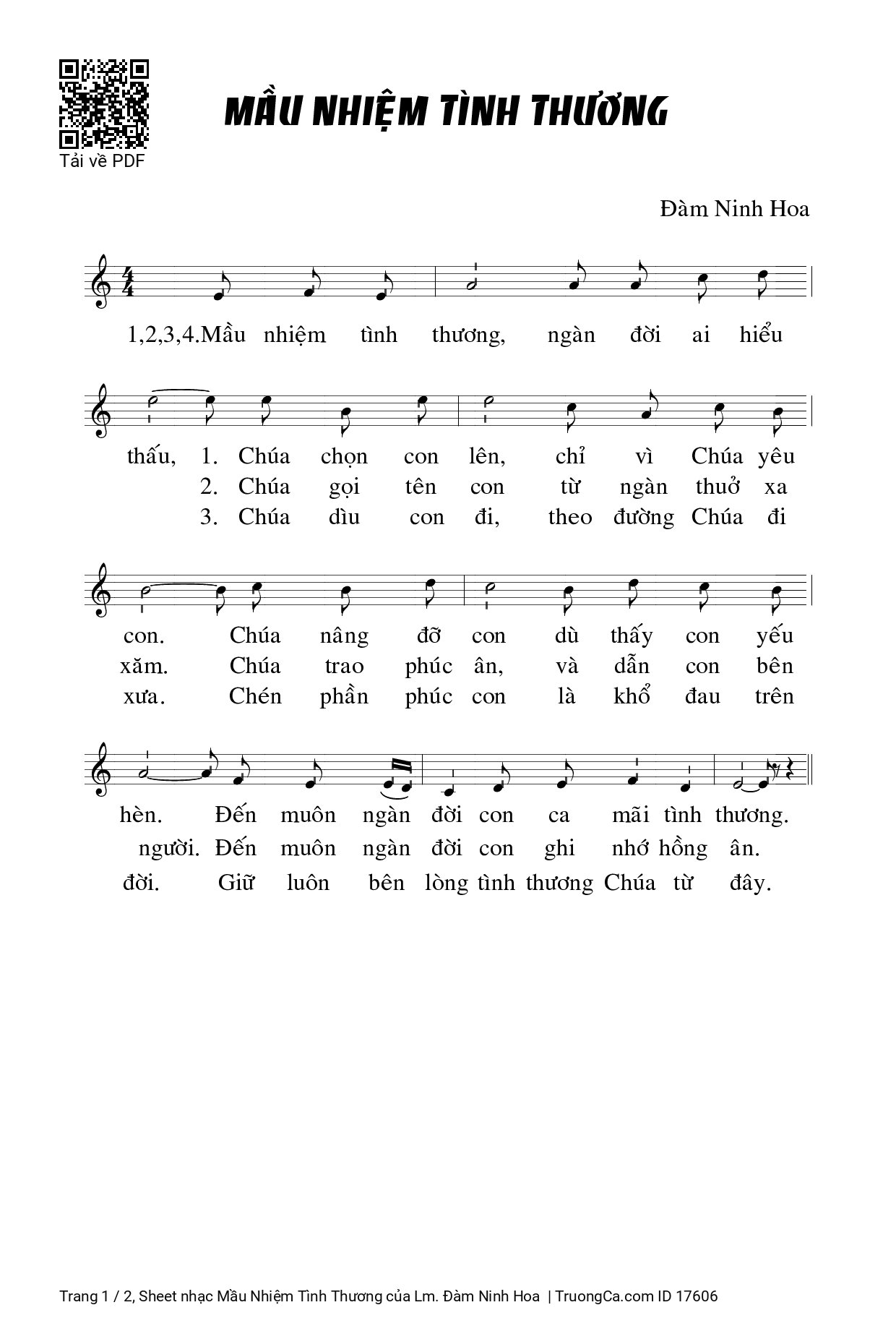 Sheet PDF of Mầu Nhiệm Tình Thương