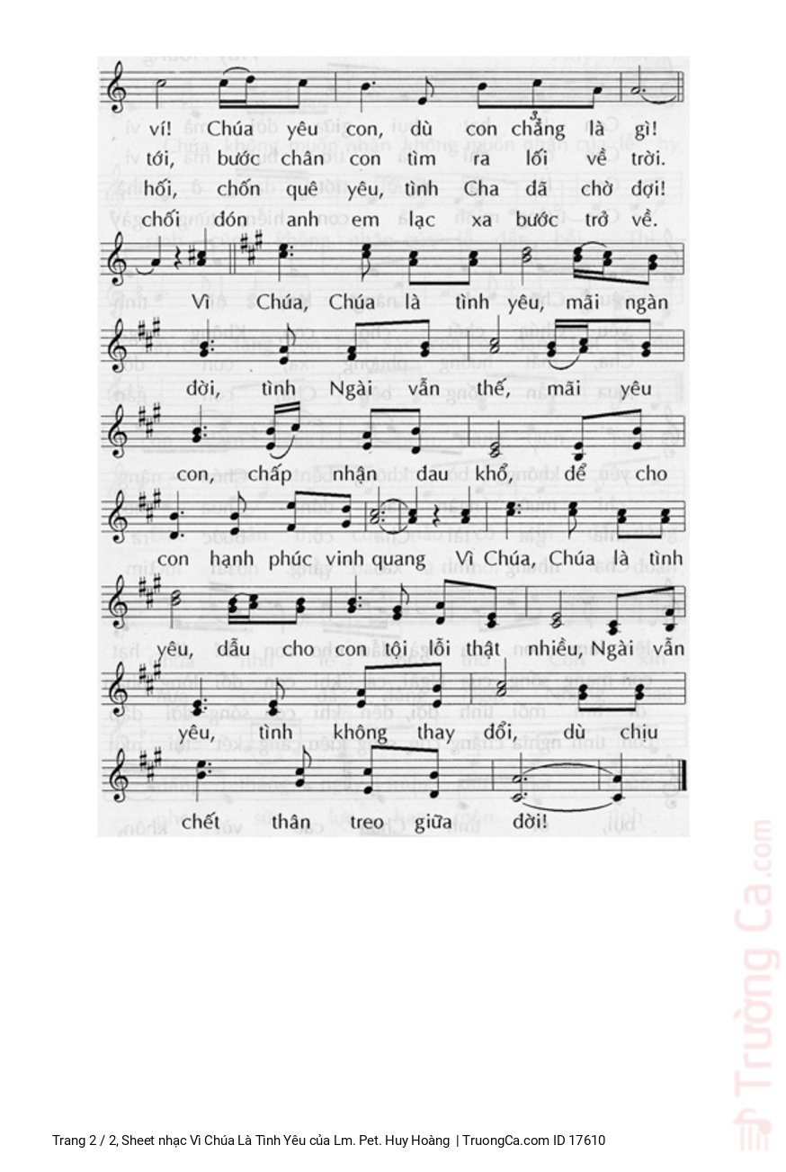Page 2 of Sheet music PDF Vì Chúa Là Tình Yêu - Lm. Pet. Huy Hoàng