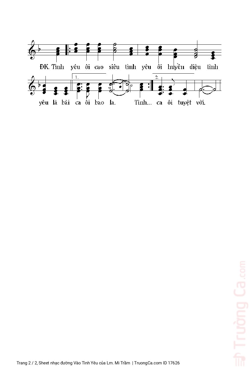 Page 2 of Sheet music PDF đường Vào Tình Yêu - Lm. Mi Trầm
