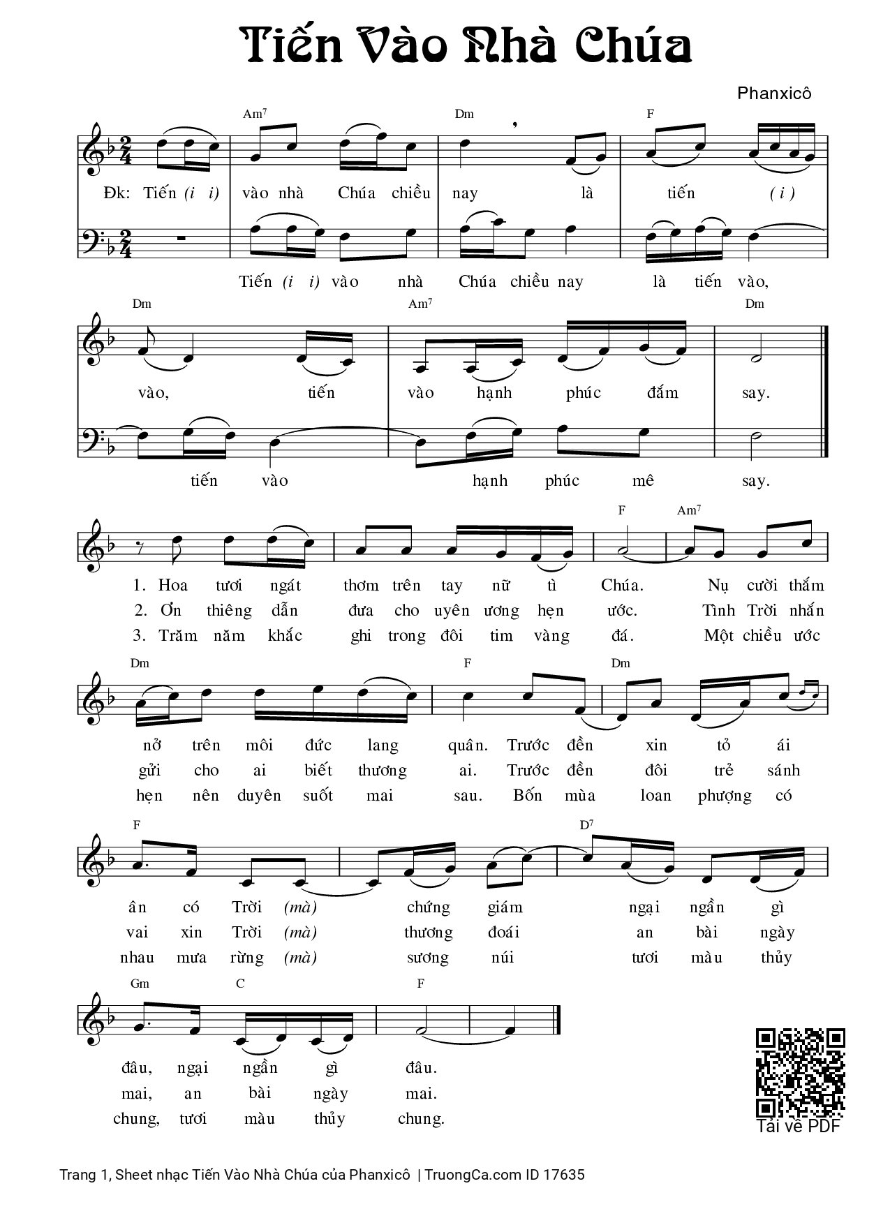 Sheet PDF of Tiến Vào Nhà Chúa