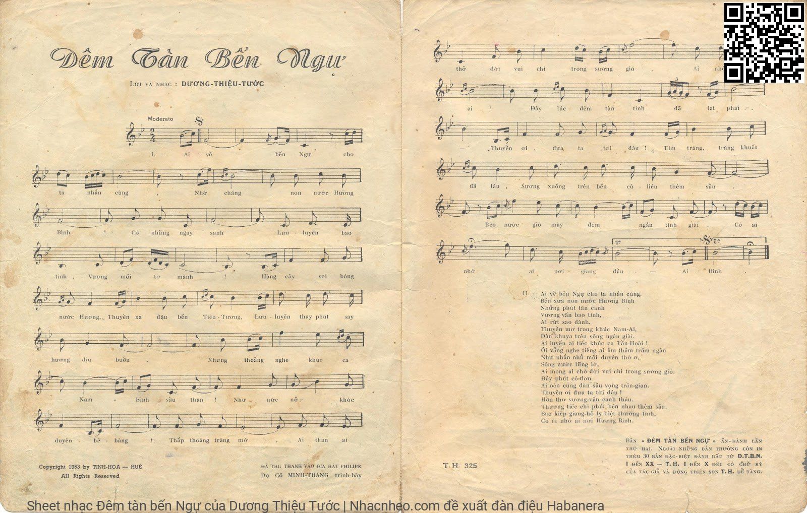 Page 2 of Sheet music PDF Đêm tàn bến Ngự - Dương Thiệu Tước