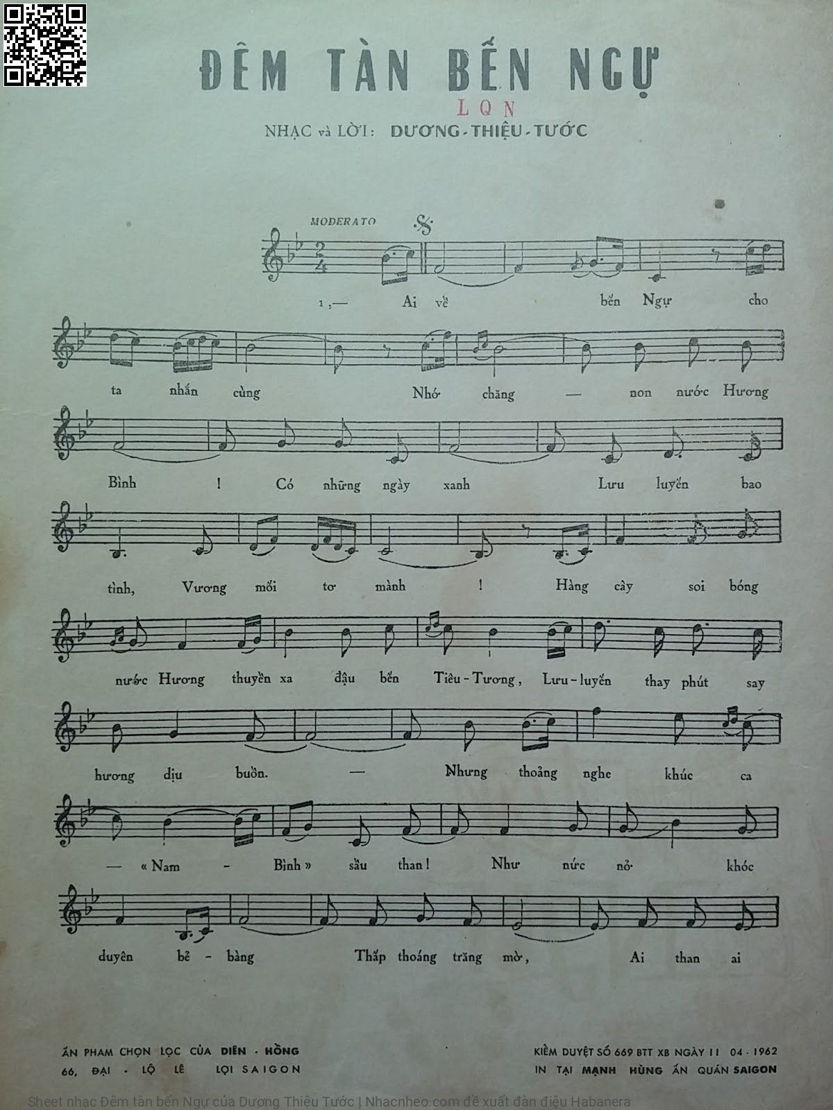 Page 4 of Sheet music PDF Đêm tàn bến Ngự - Dương Thiệu Tước