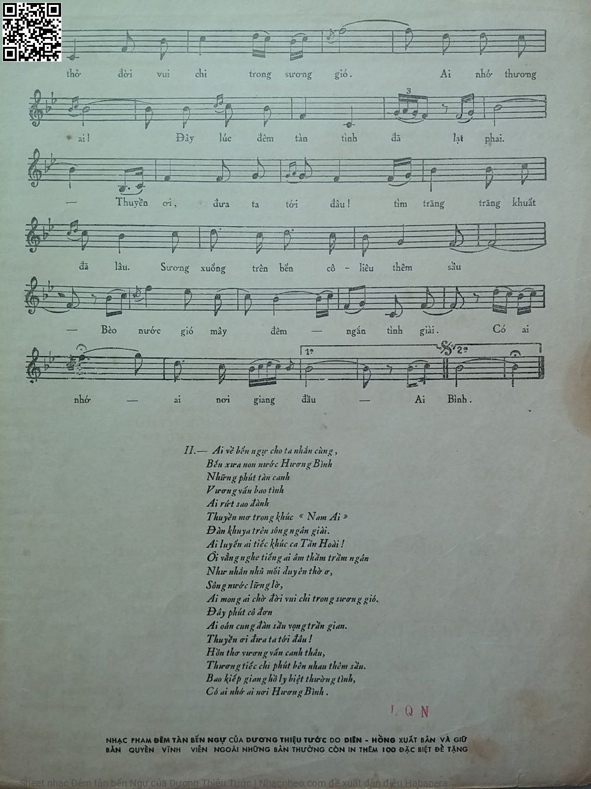 Page 5 of Sheet music PDF Đêm tàn bến Ngự - Dương Thiệu Tước