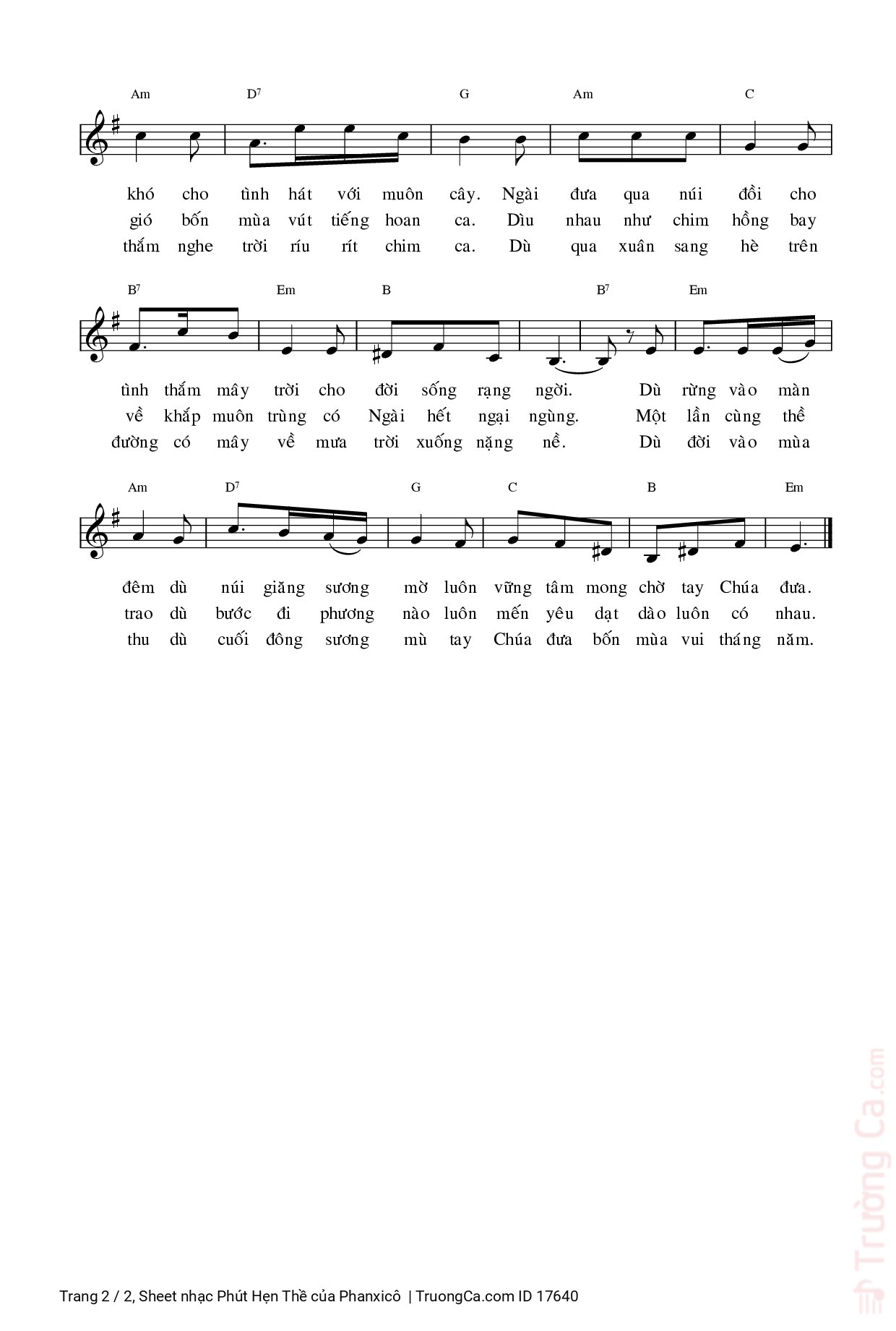 Page 2 of Sheet music PDF Phút Hẹn Thề - Phanxicô