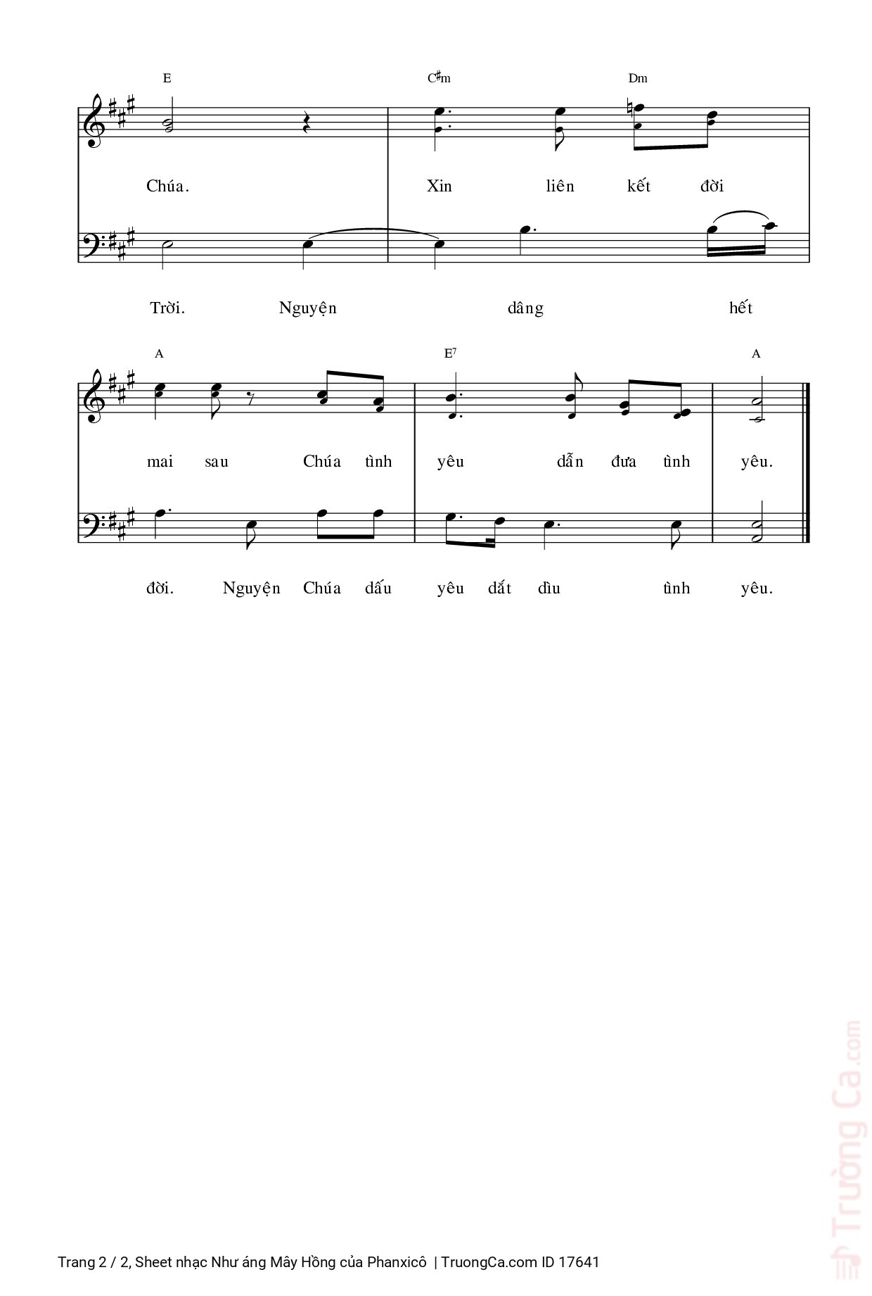 Page 2 of Sheet music PDF Như áng Mây Hồng - Phanxicô