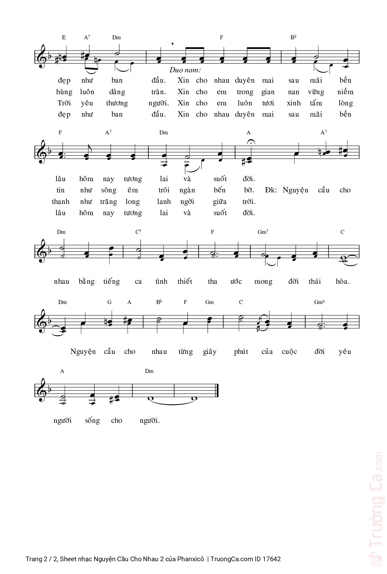 Page 2 of Sheet music PDF Nguyện Cầu Cho Nhau 2 - Phanxicô