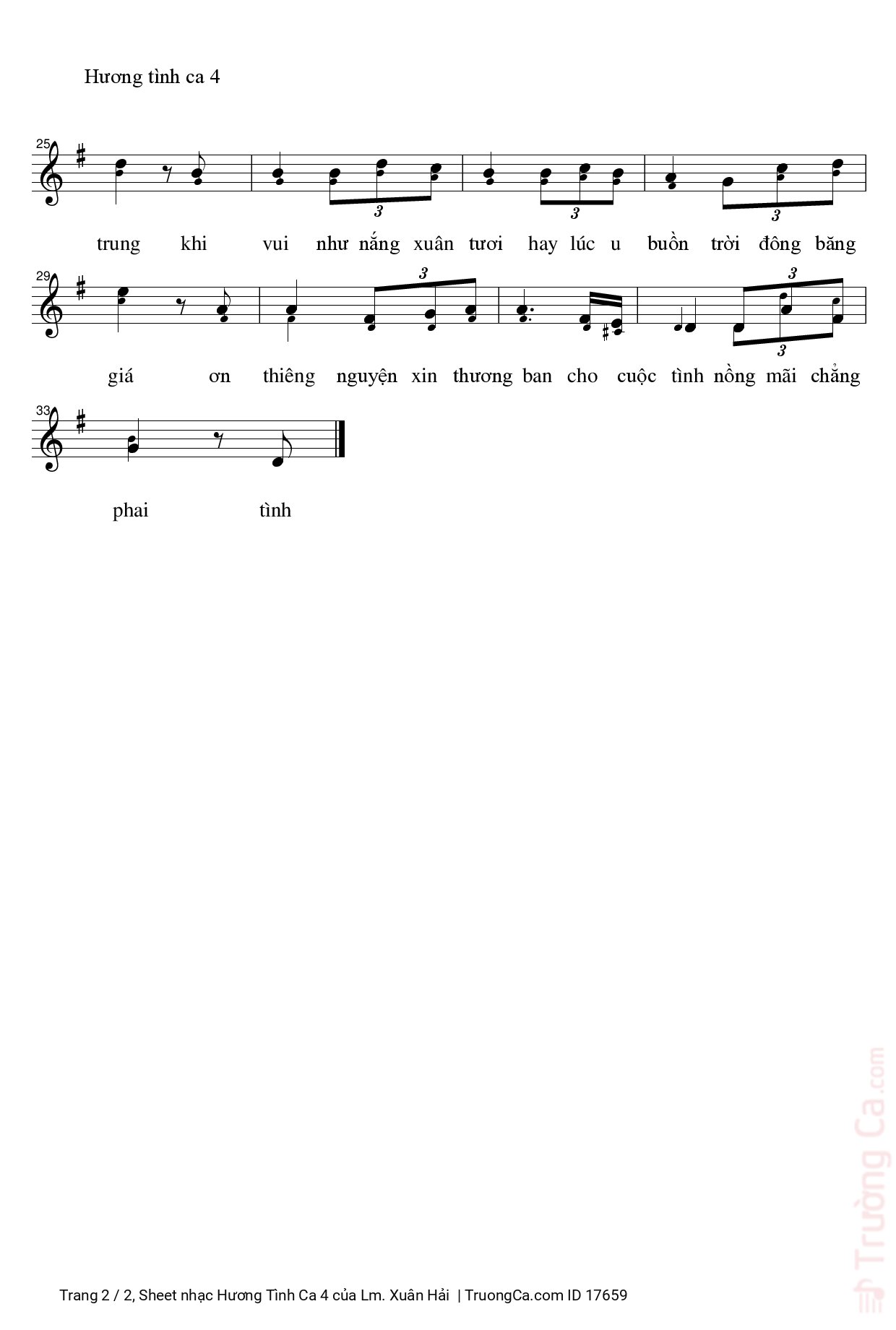 Page 2 of Sheet music PDF Hương Tình Ca 4 - Lm. Xuân Hải
