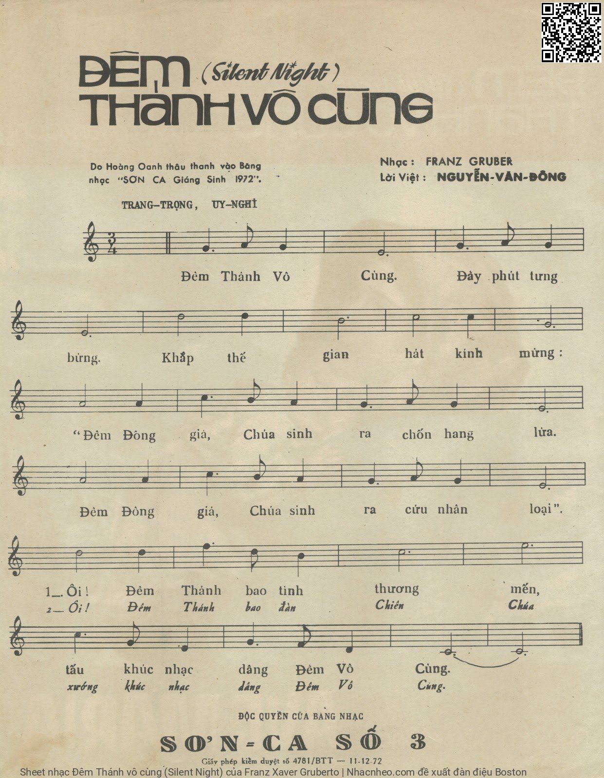 Page 2 of Sheet music PDF Đêm Thánh vô cùng (Silent Night) - Franz Xaver Gruberto