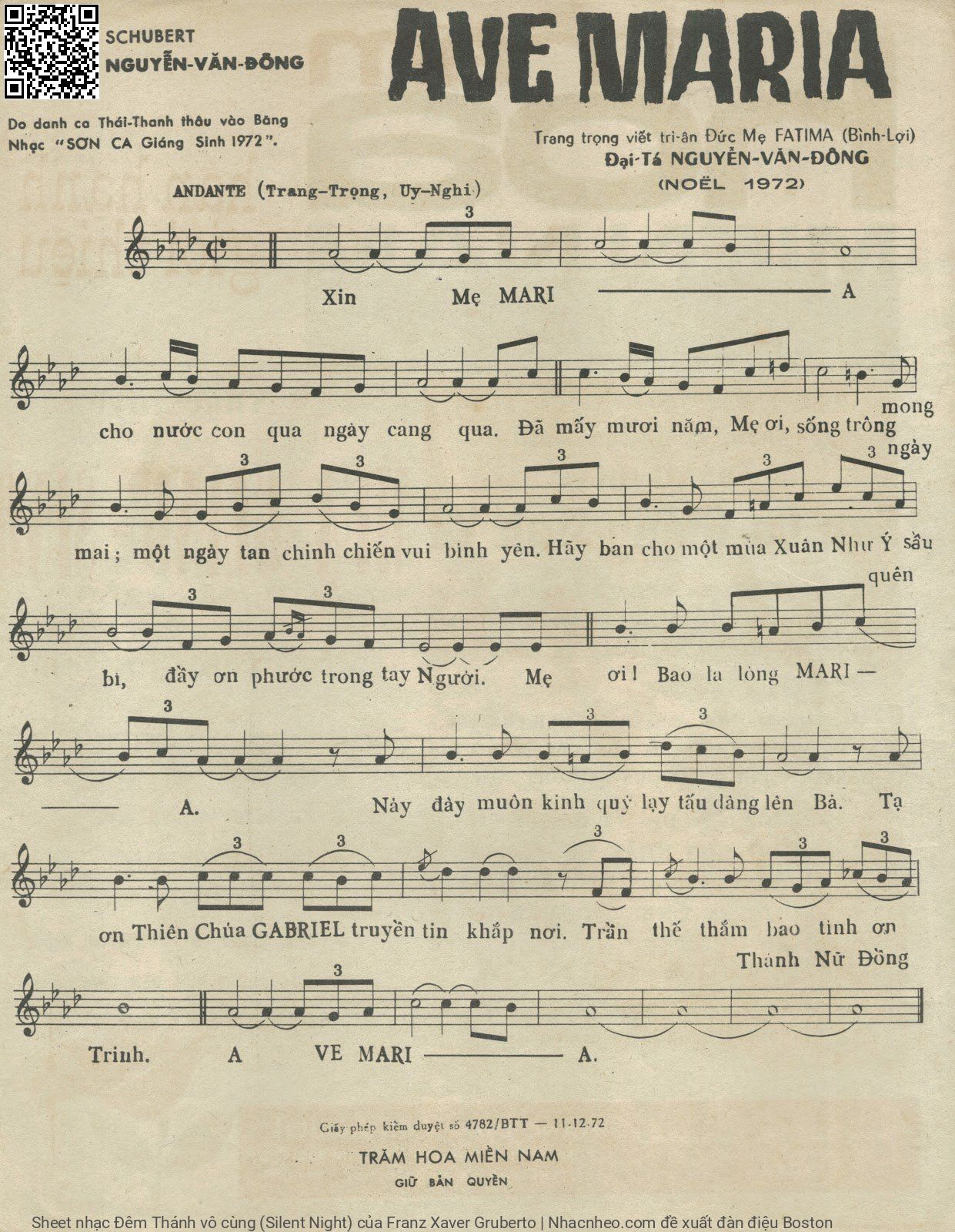 Page 3 of Sheet music PDF Đêm Thánh vô cùng (Silent Night) - Franz Xaver Gruberto