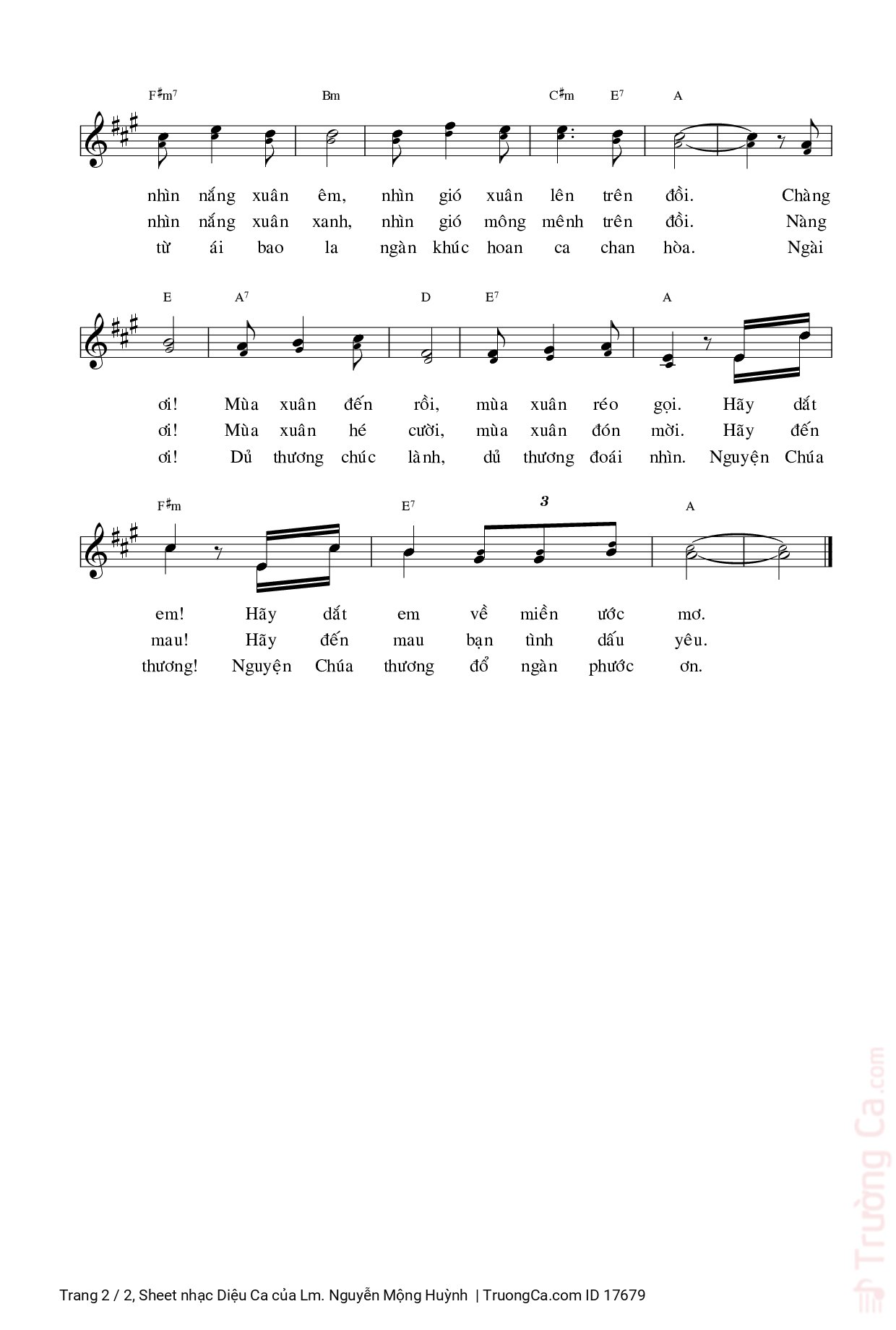 Page 2 of Sheet music PDF Diệu Ca - Lm. Nguyễn Mộng Huỳnh