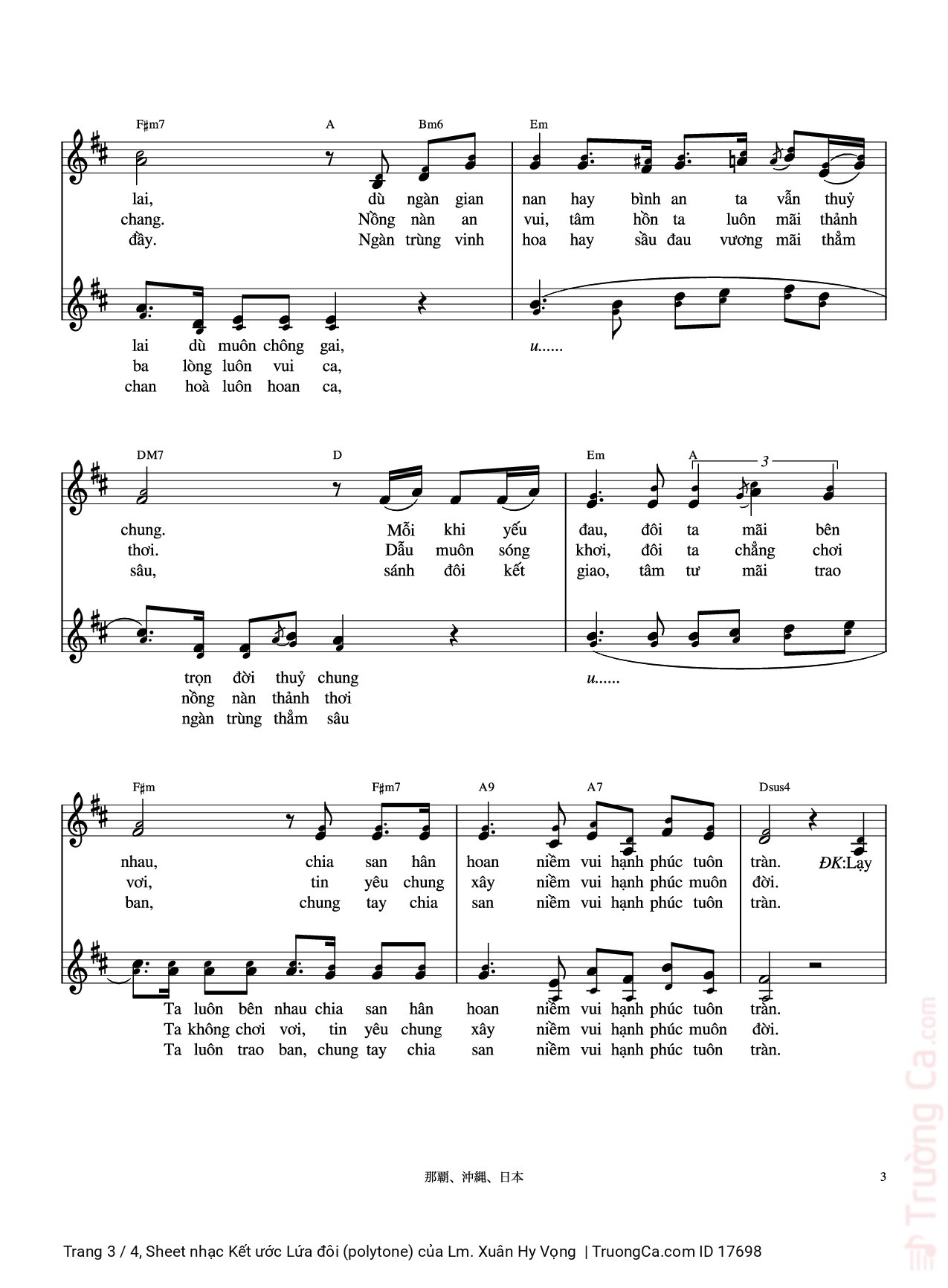 Page 3 of Sheet music PDF Kết ước Lứa đôi (polytone) - Lm. Xuân Hy Vọng