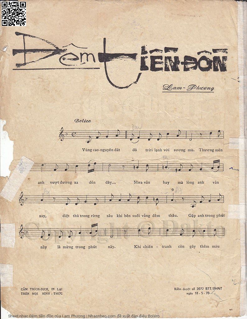 Page 2 of Sheet music PDF Đêm tiền đồn - Lam Phương