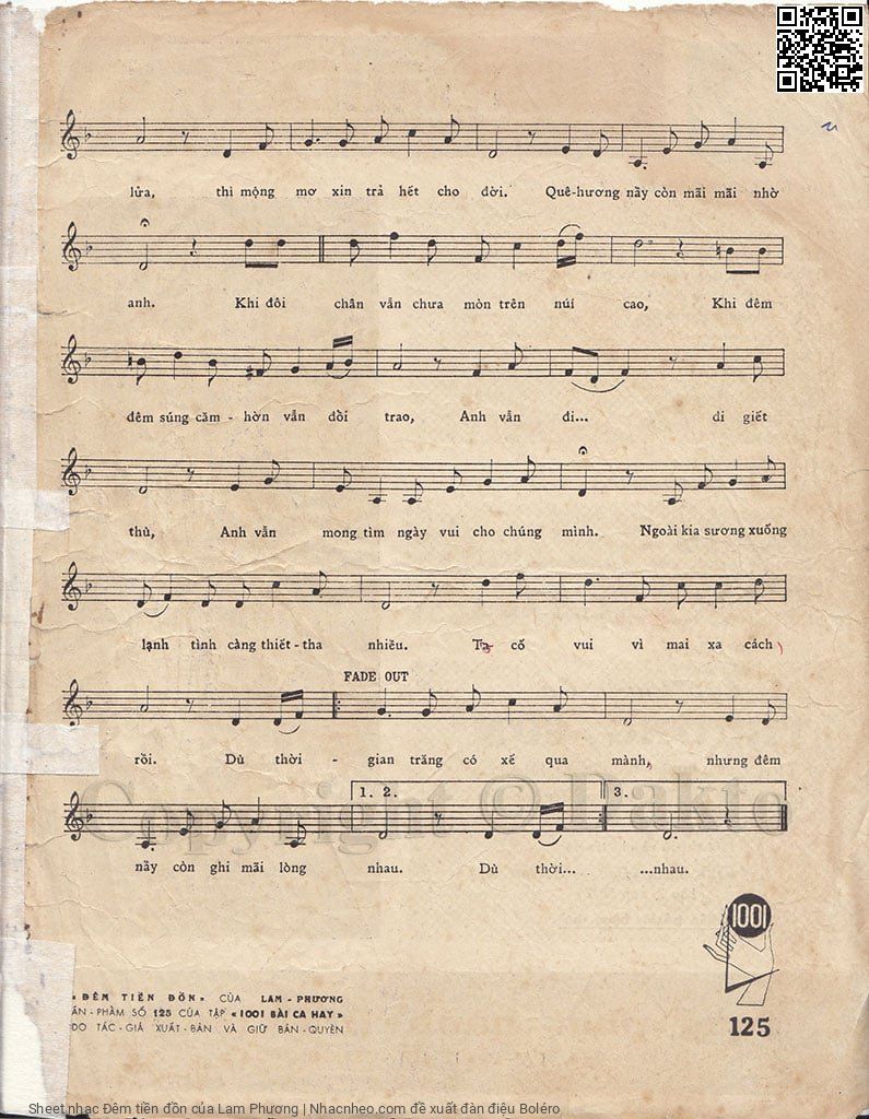 Page 3 of Sheet music PDF Đêm tiền đồn - Lam Phương