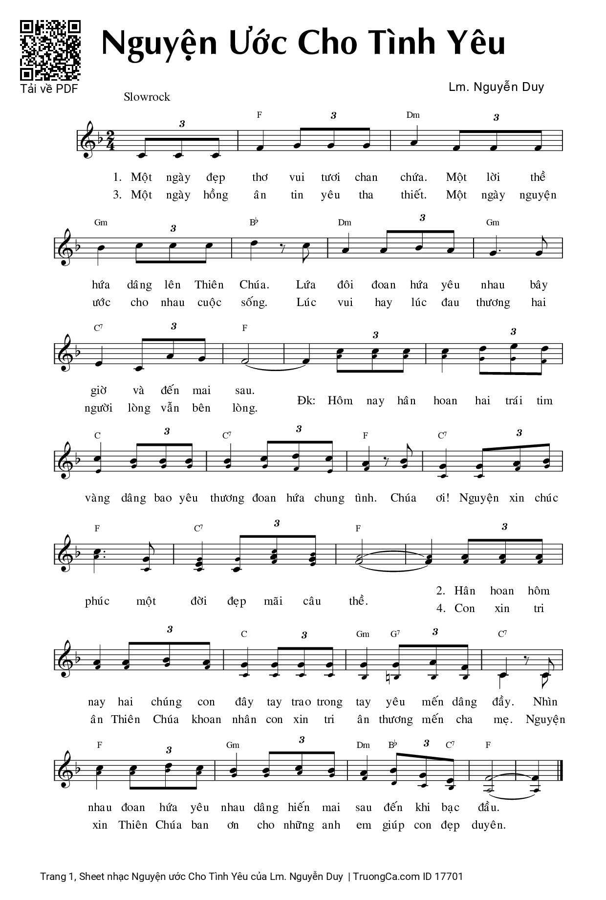 Sheet PDF of Nguyện ước Cho Tình Yêu