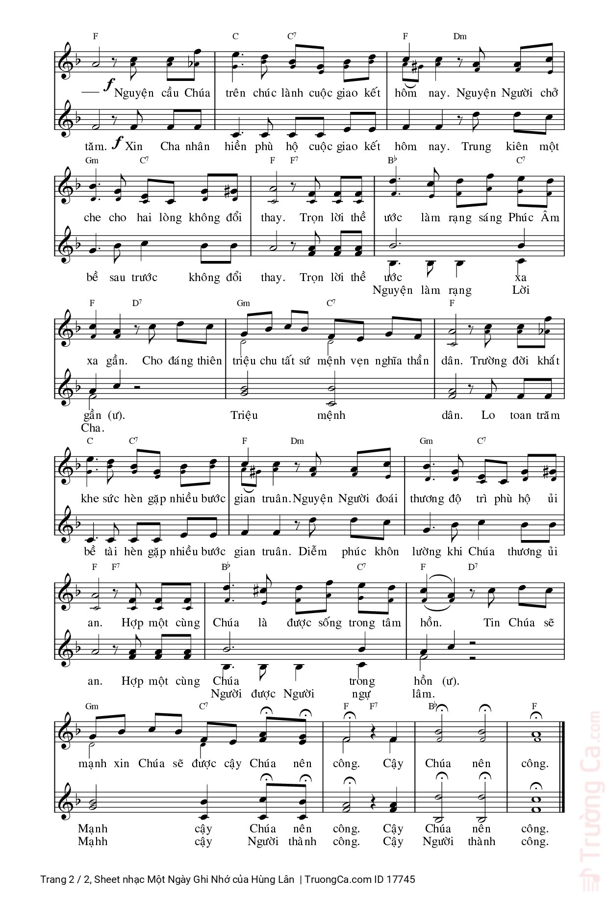 Page 2 of Sheet music PDF Một Ngày Ghi Nhớ - Hùng Lân