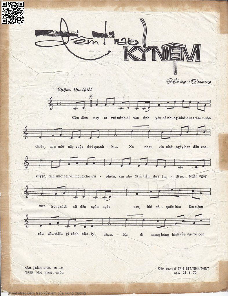 Page 2 of Sheet music PDF Đêm trao kỷ niệm - Hùng Cường