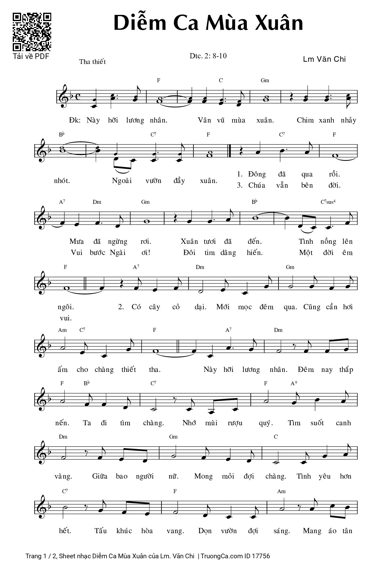 Sheet PDF of Diễm Ca Mùa Xuân