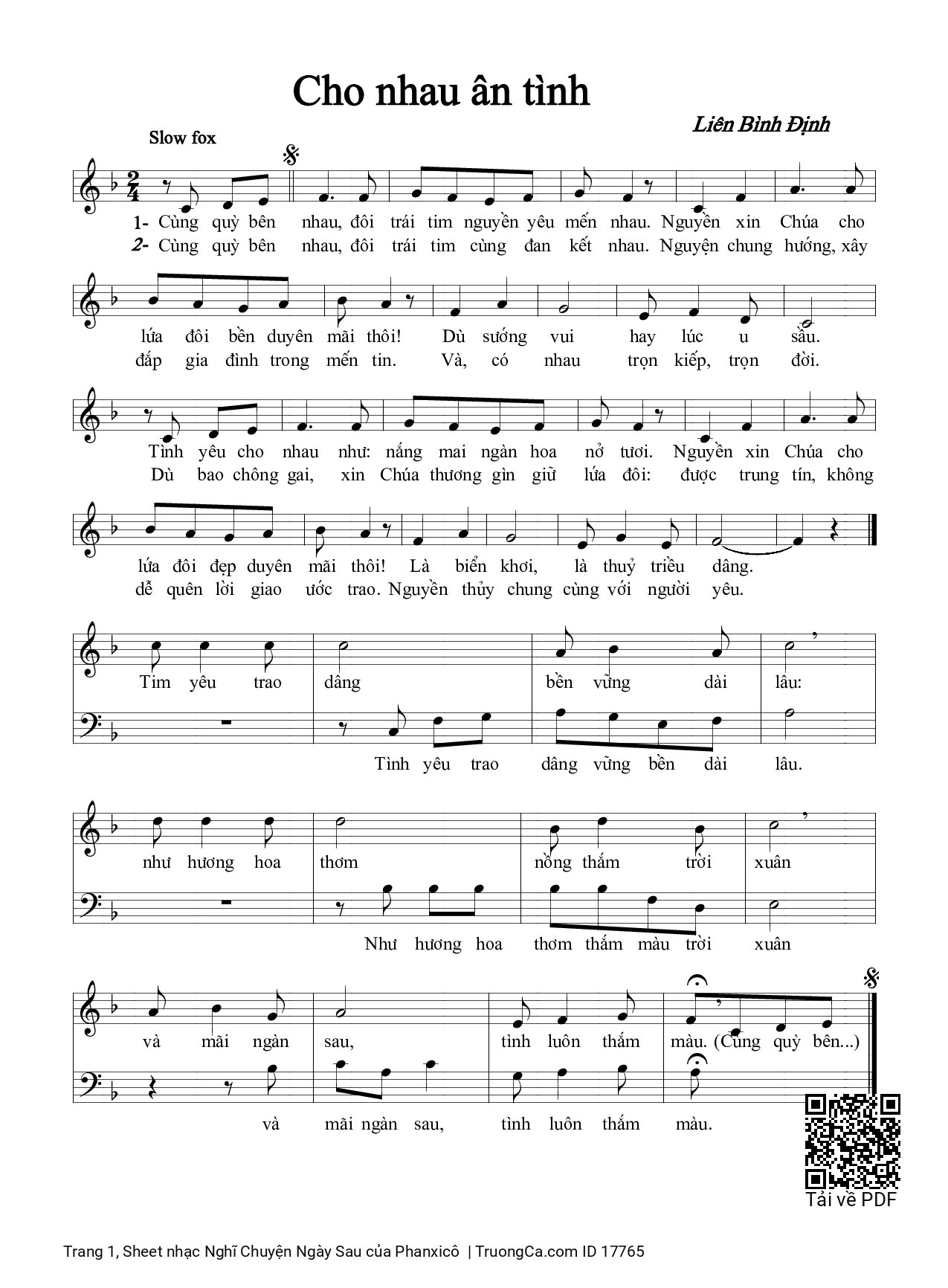 Sheet PDF of Nghĩ Chuyện Ngày Sau