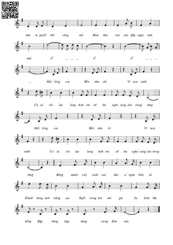 Page 2 of Sheet music PDF Đêm trong rừng - Hoàng Quý