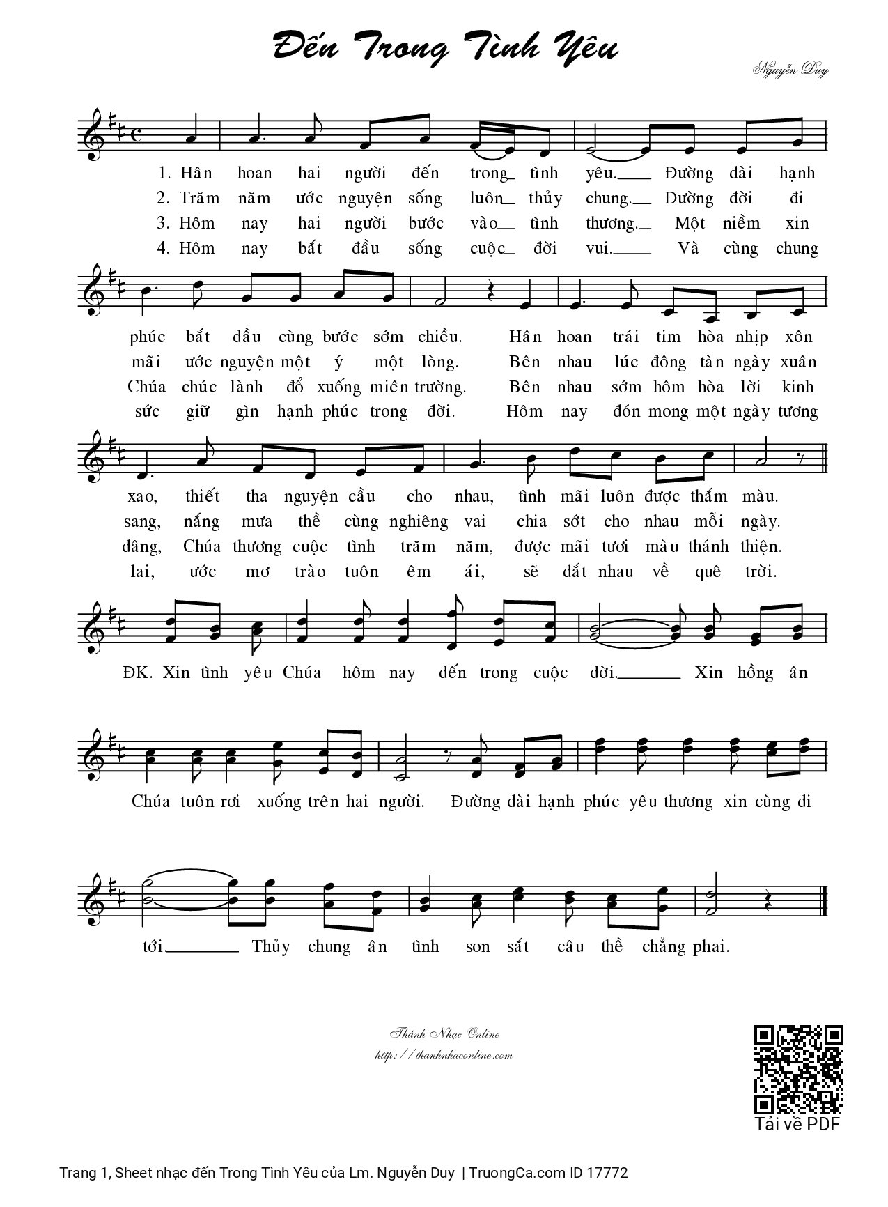 Page 1 of Sheet music PDF đến Trong Tình Yêu - Lm. Nguyễn Duy