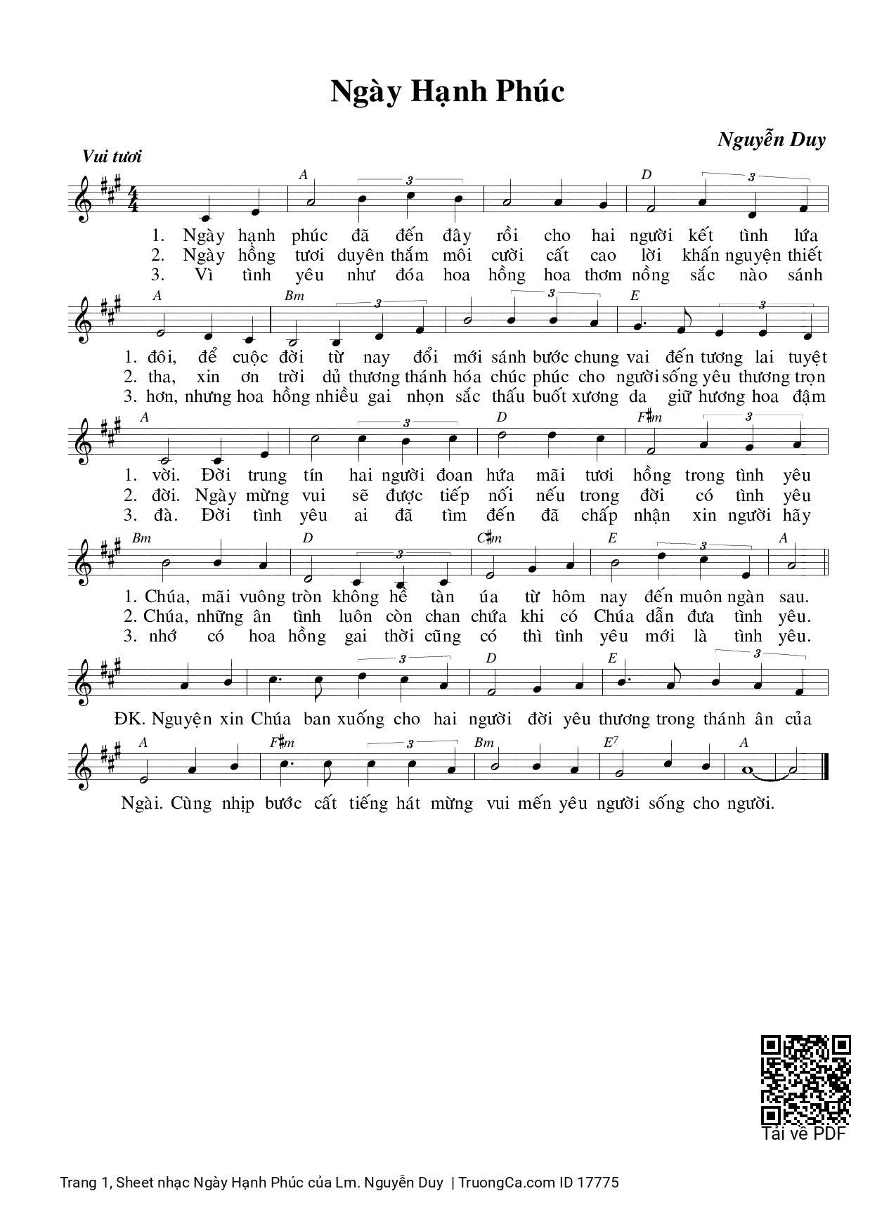 Sheet PDF of Ngày Hạnh Phúc