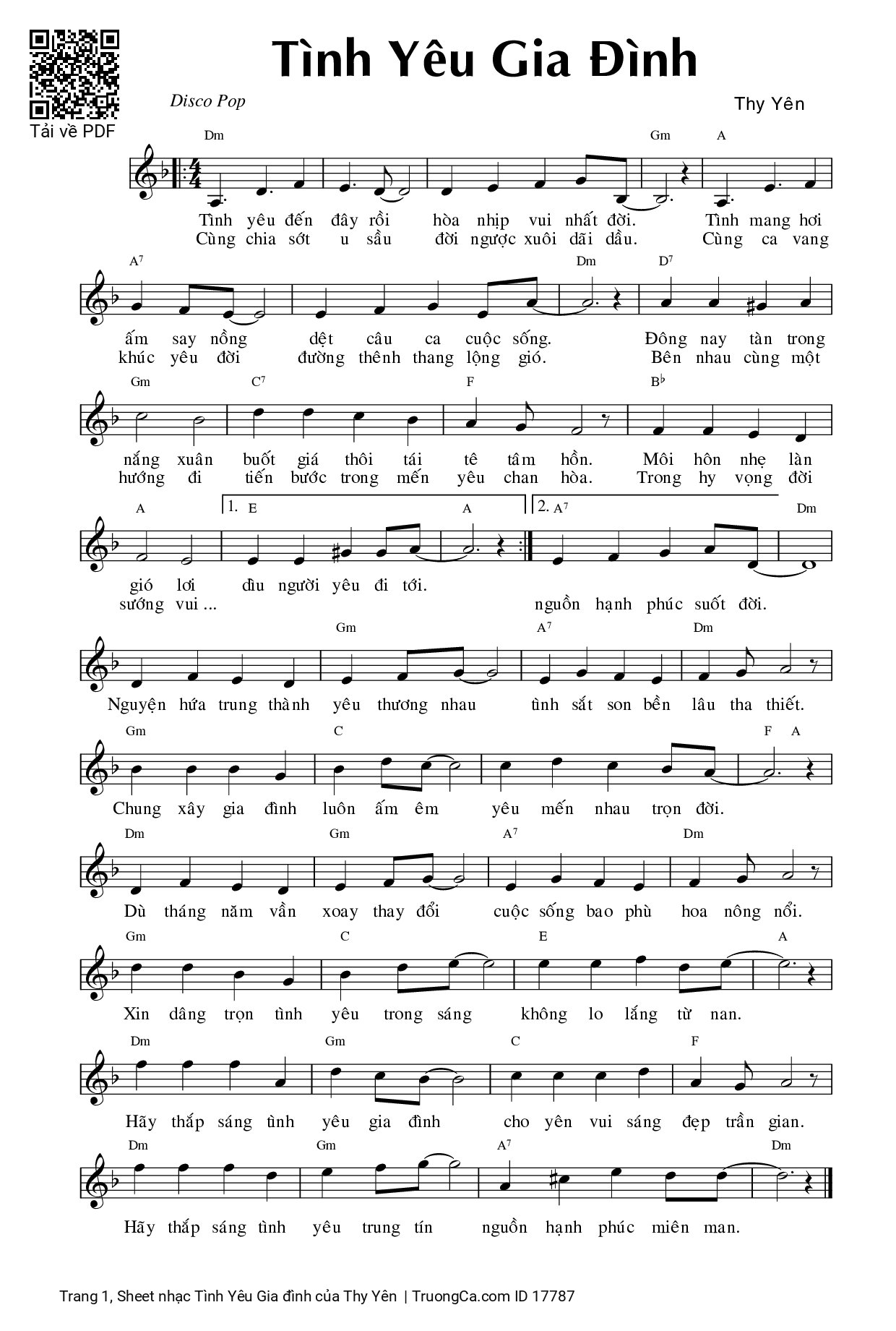 Sheet PDF of Tình Yêu Gia đình