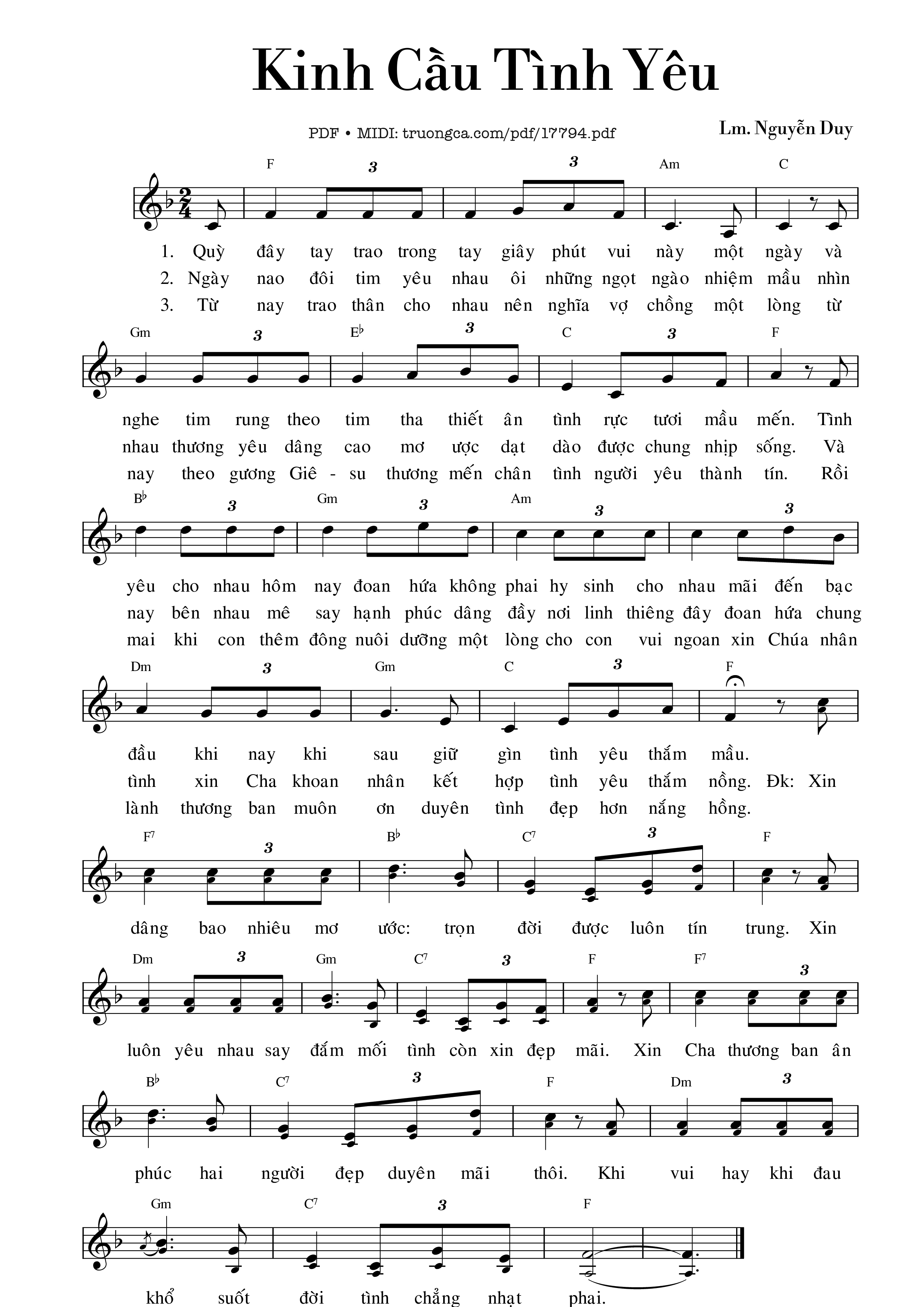 Sheet PDF of Kinh Cầu Tình Yêu