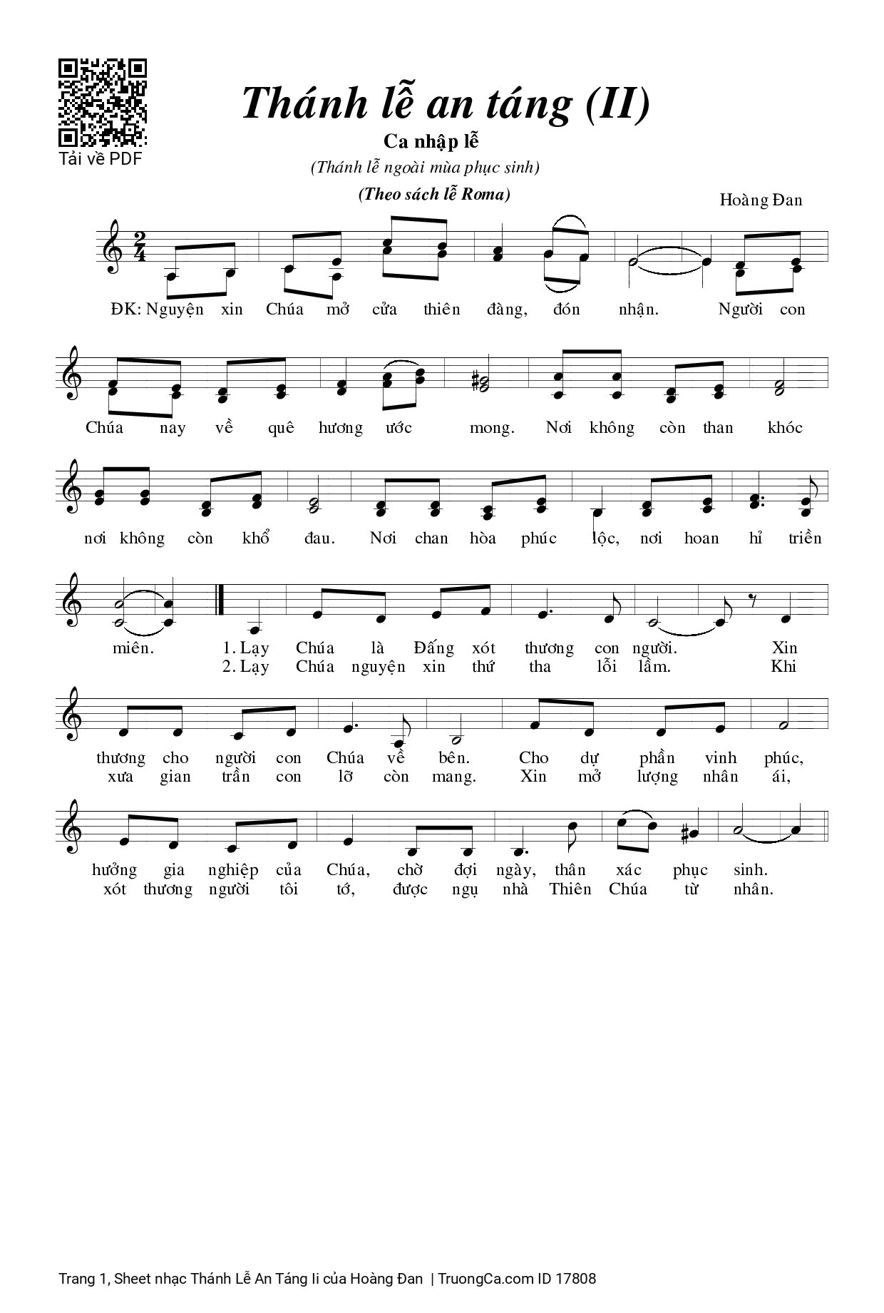 Sheet PDF of Thánh Lễ An Táng Ii